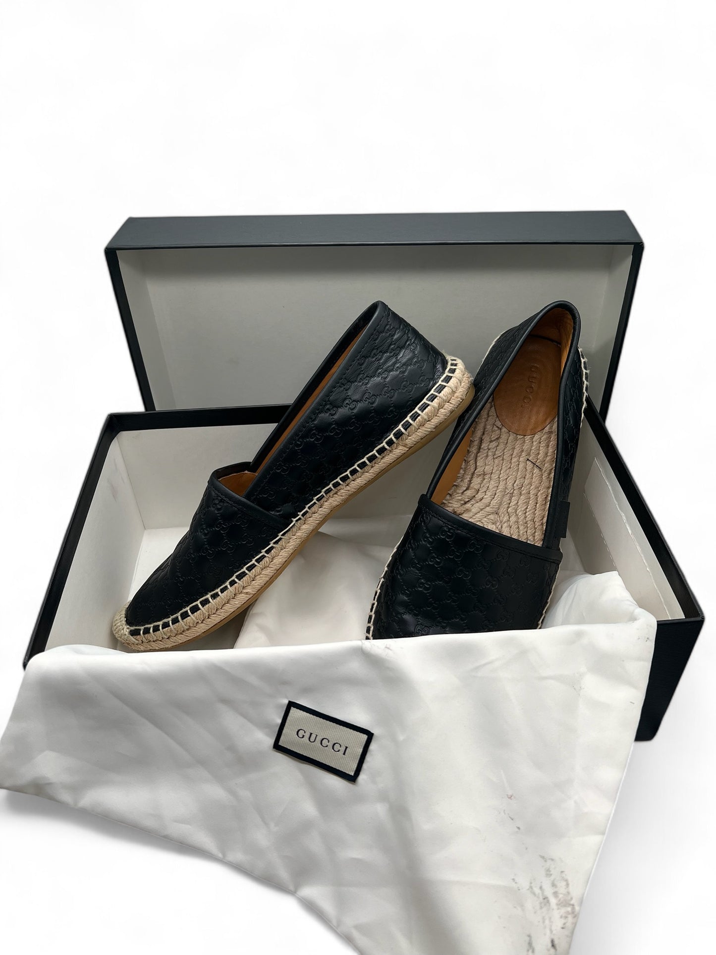Gucci black leather espadrilles