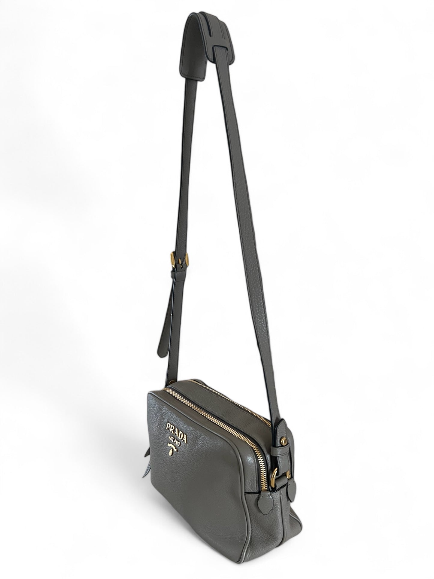 Prada Phoenix grey leather crossbody bag