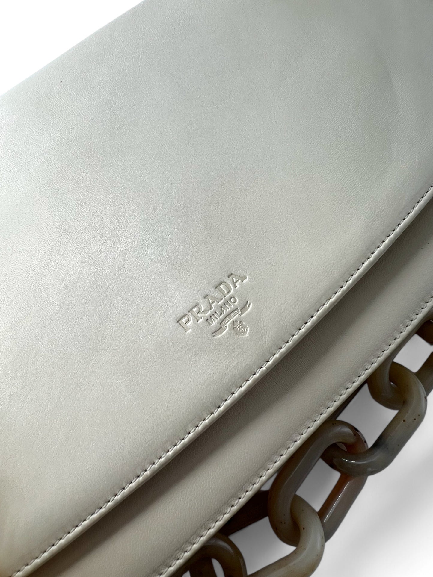 Prada white leather shoulder bag