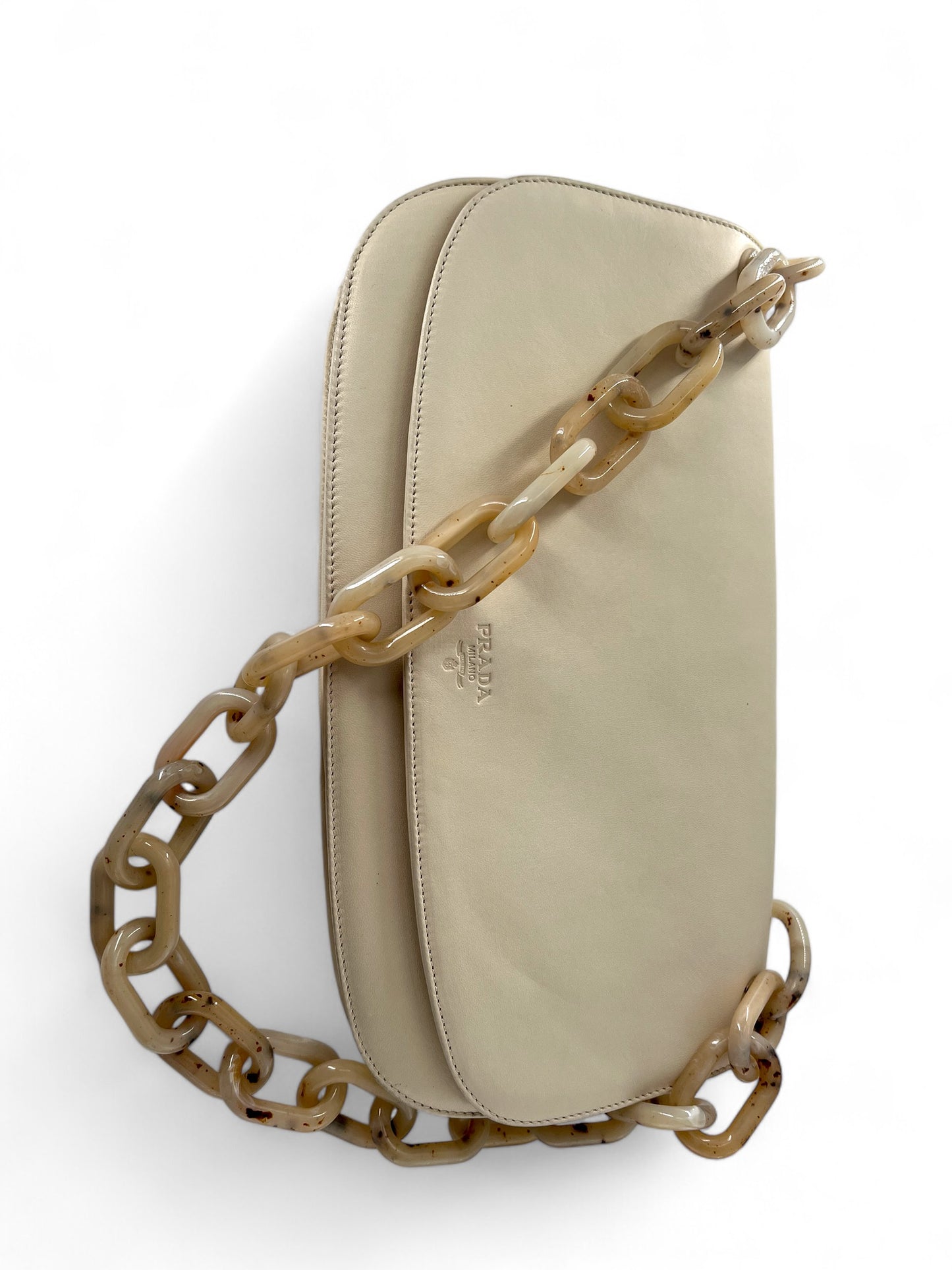 Prada white leather shoulder bag