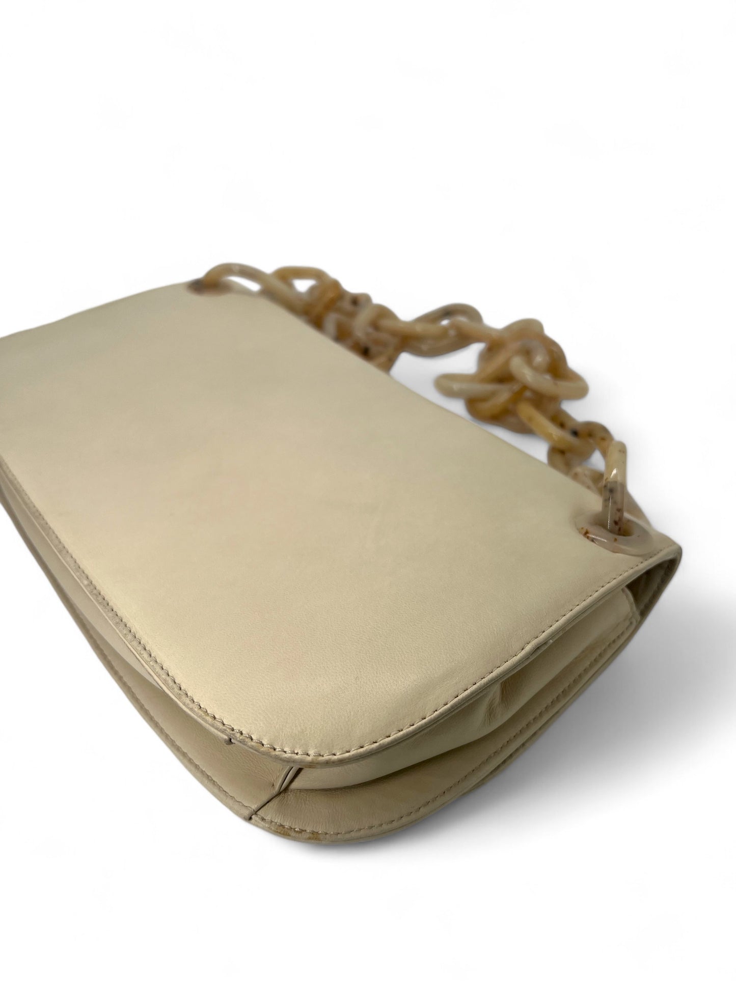 Prada white leather shoulder bag