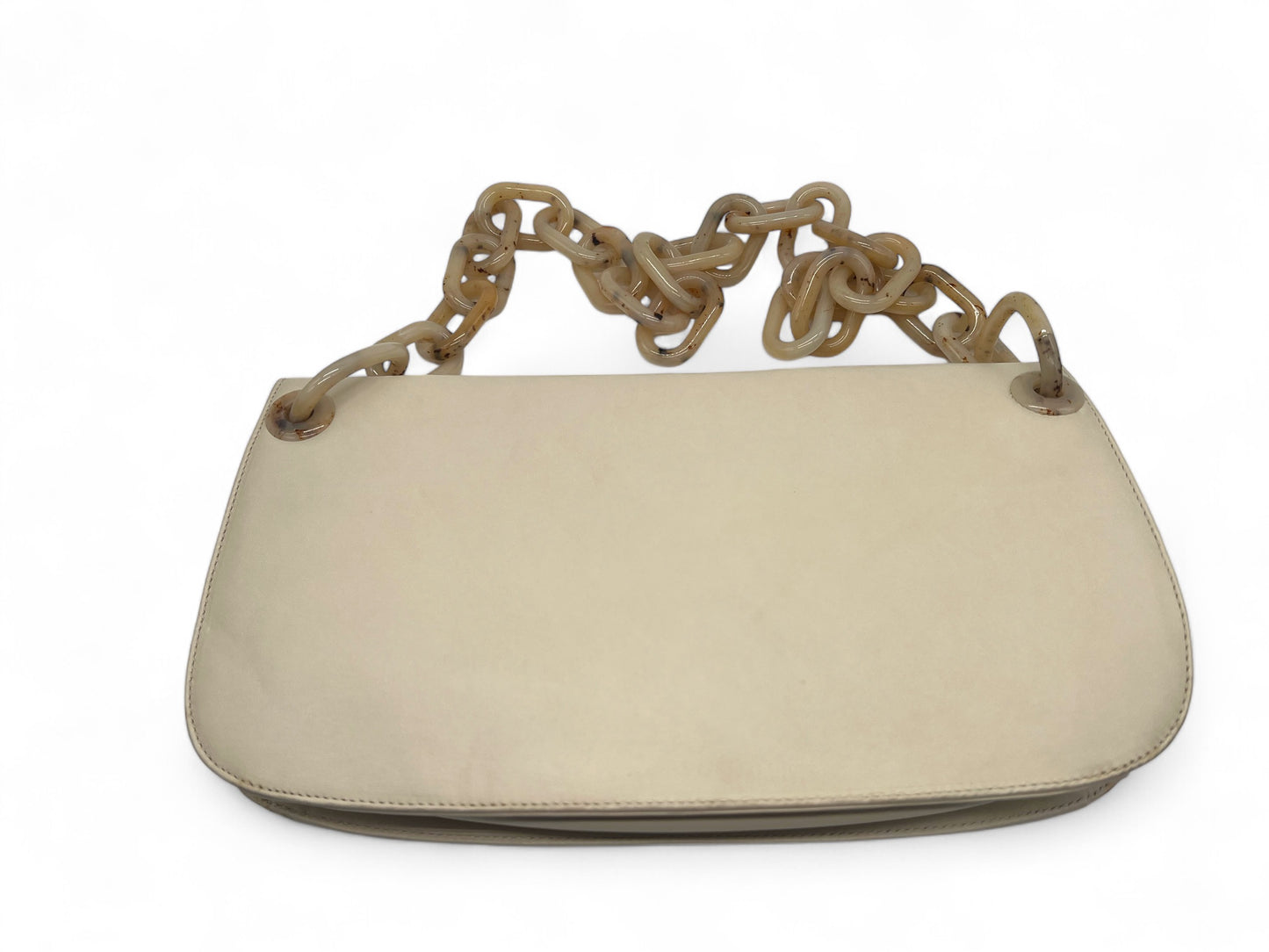Prada white leather shoulder bag