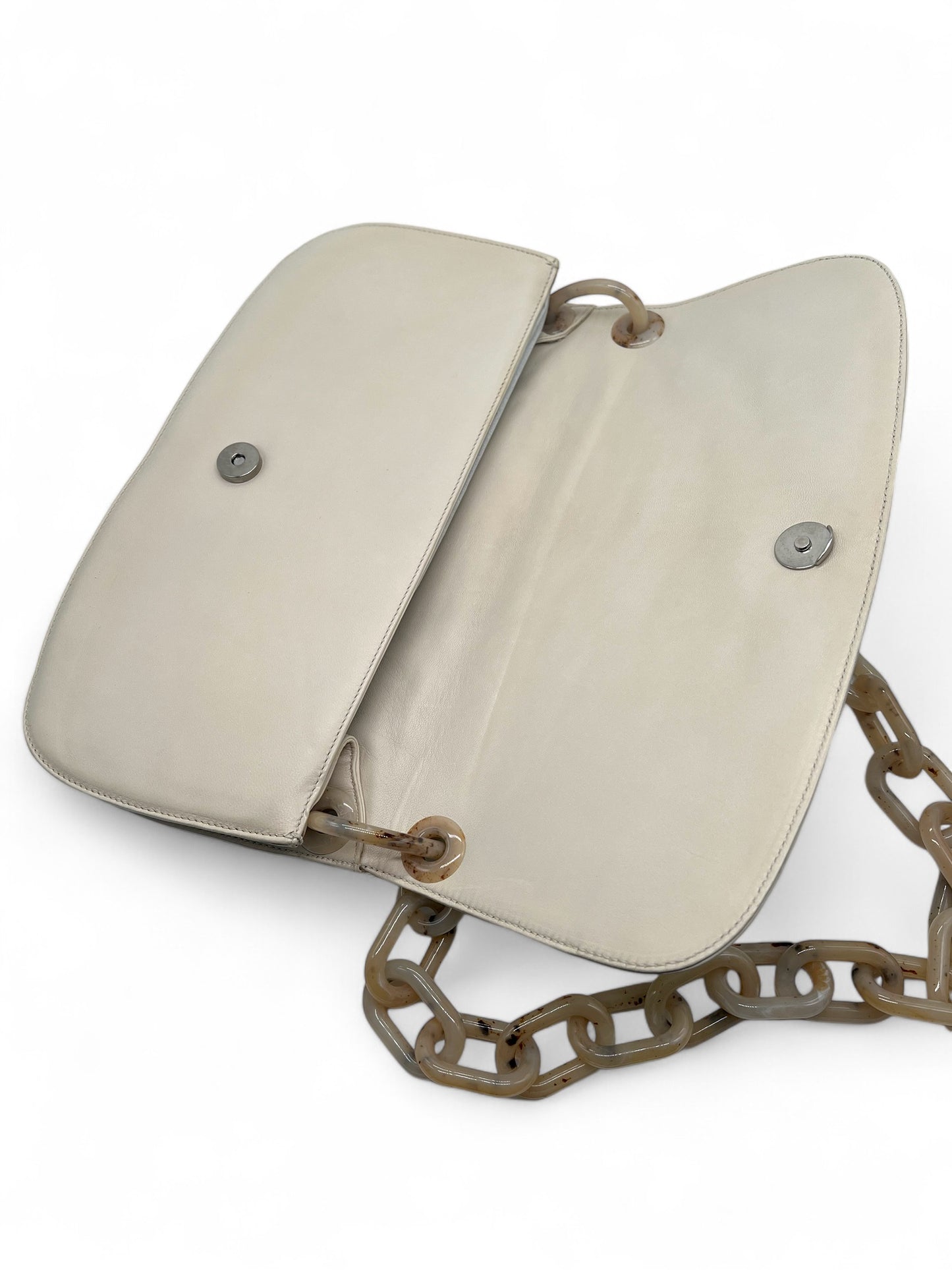 Prada white leather shoulder bag