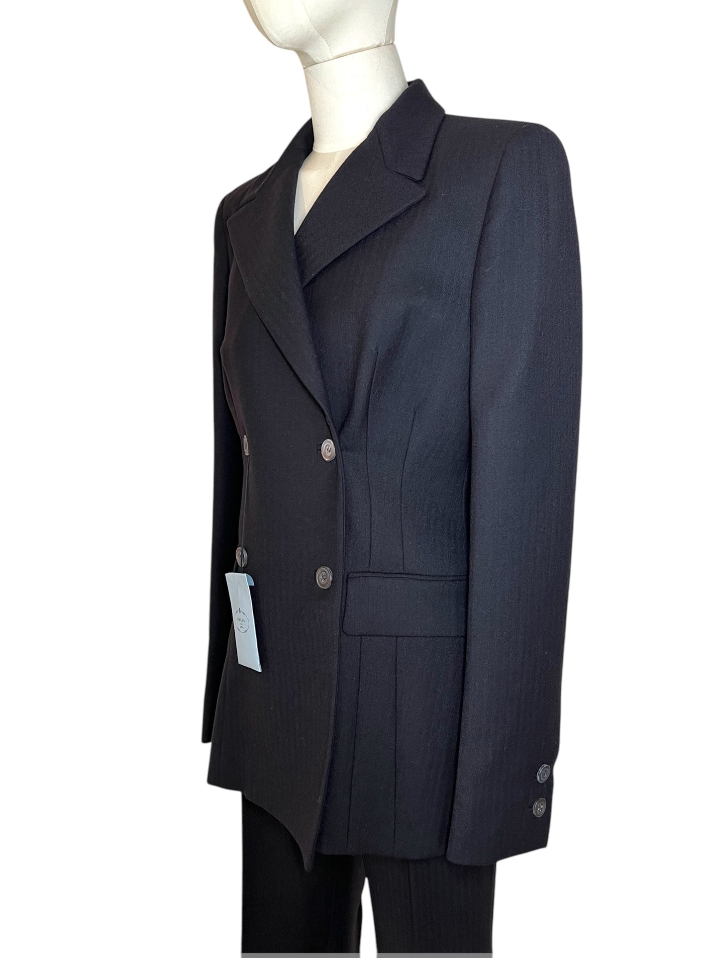 Prada black wool set jacket and pants