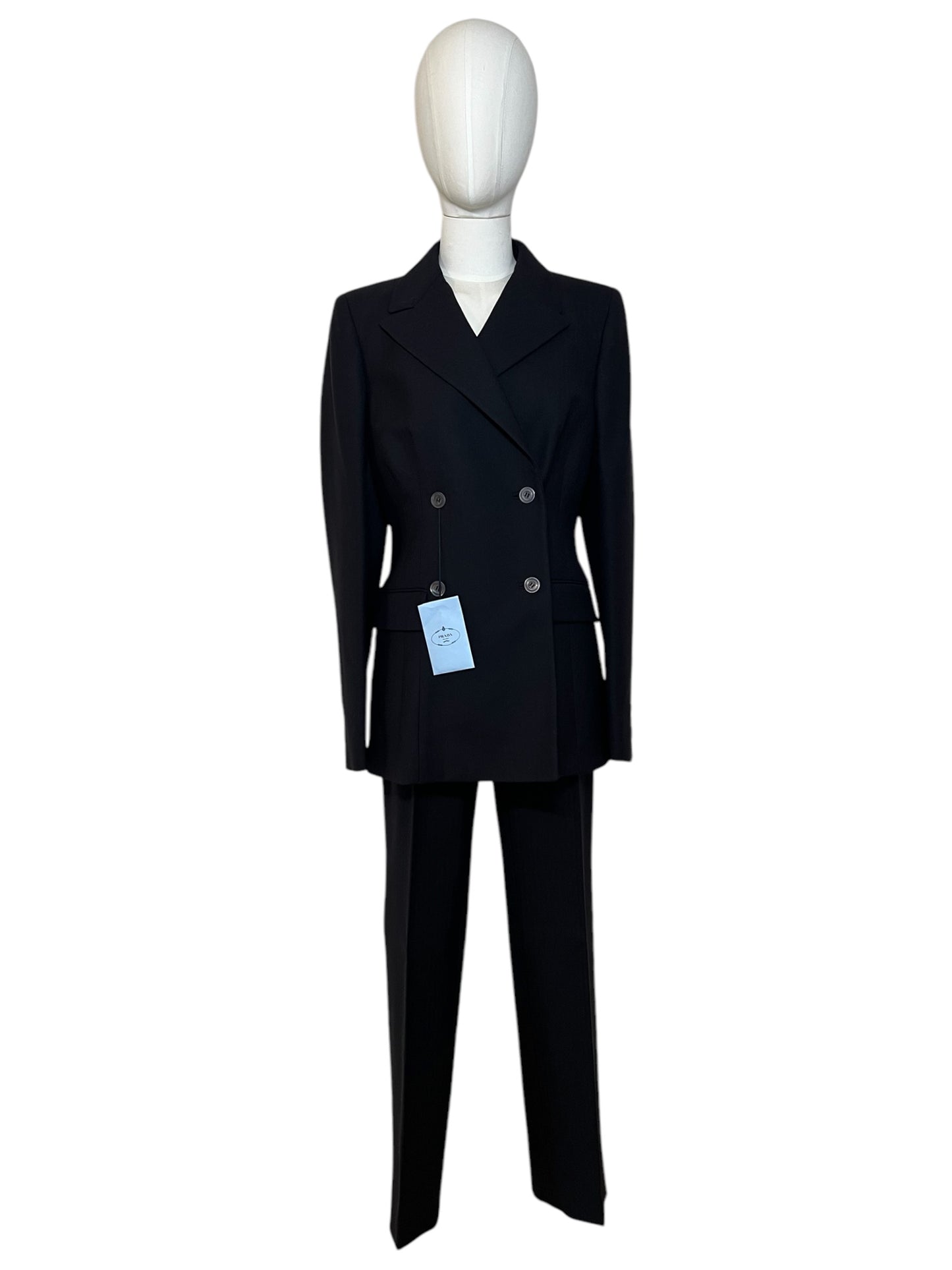 Prada black wool set jacket and pants