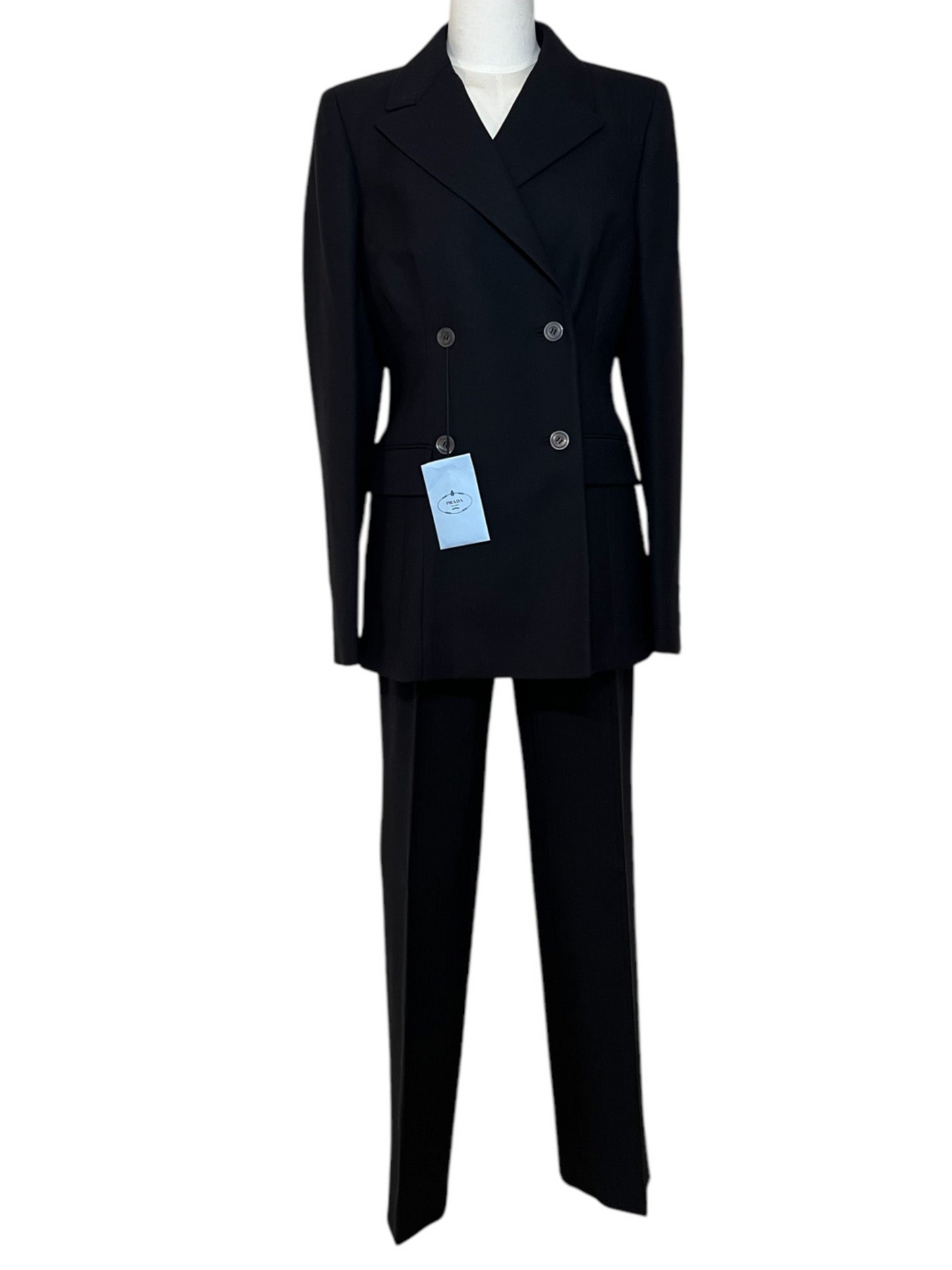 Prada black wool set jacket and pants