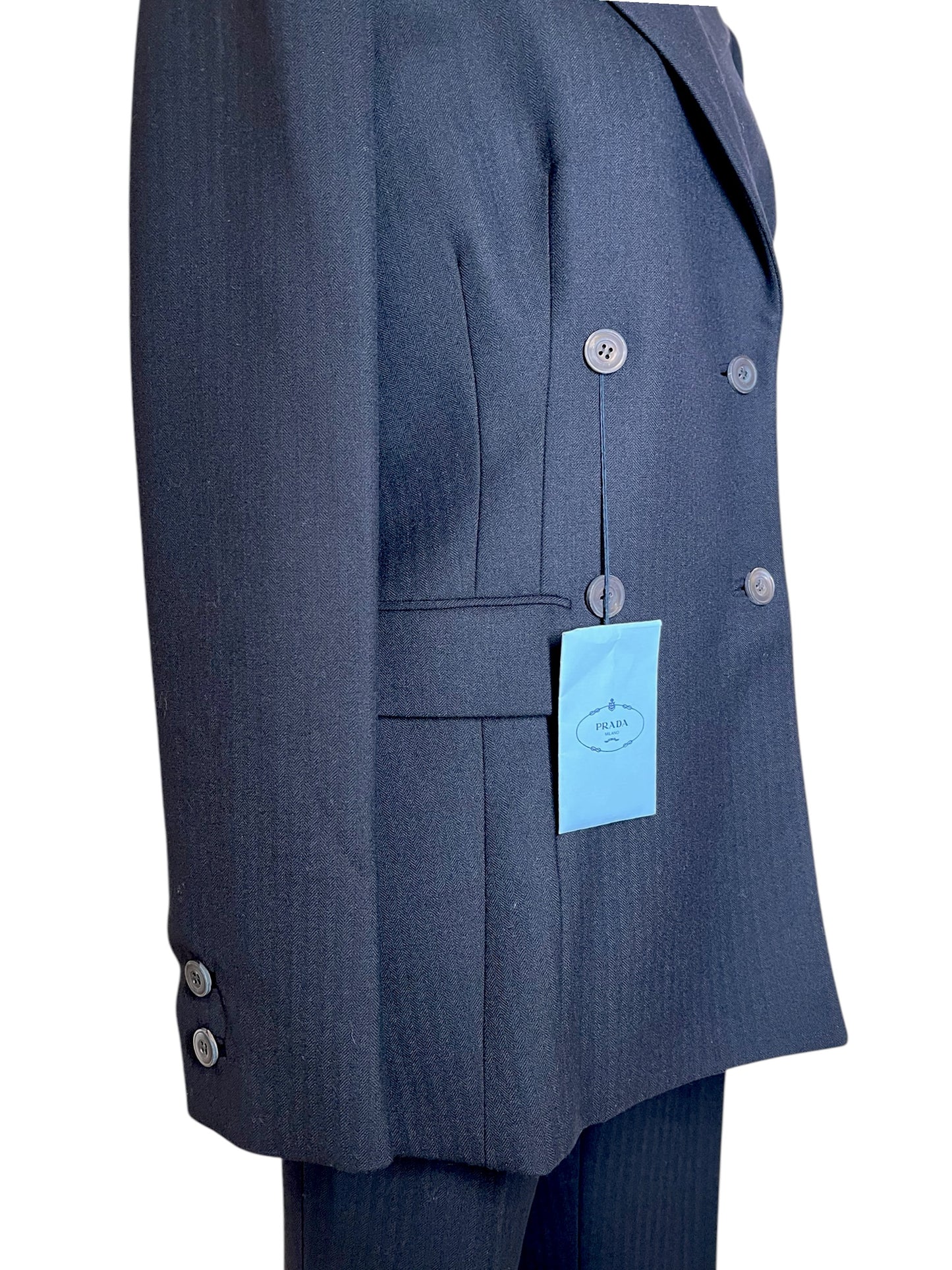 Prada black wool set jacket and pants