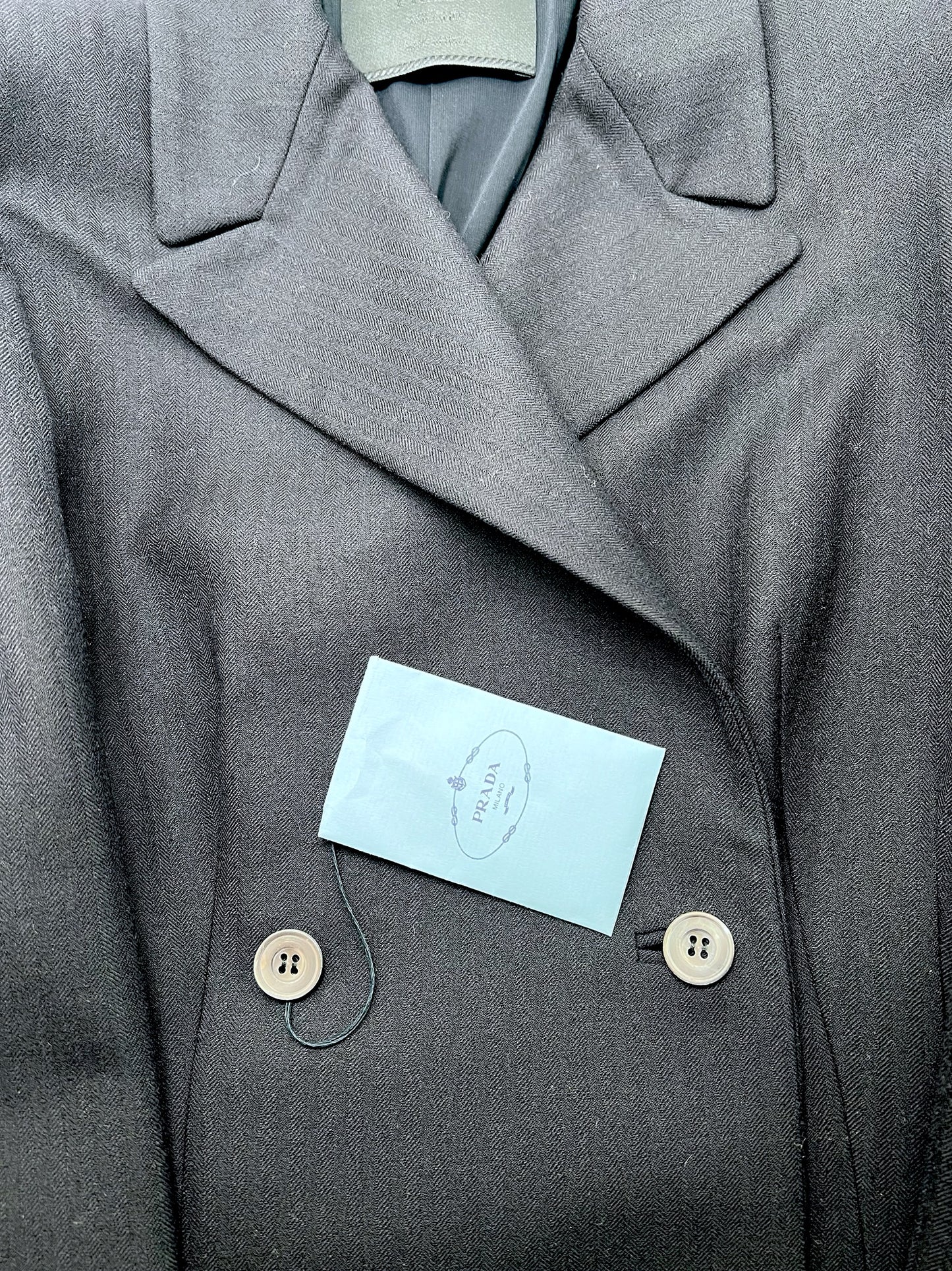 Prada black wool set jacket and pants