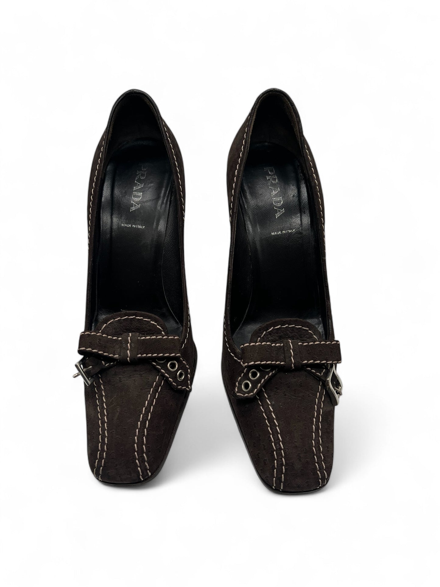 Prada brown suede heel pump