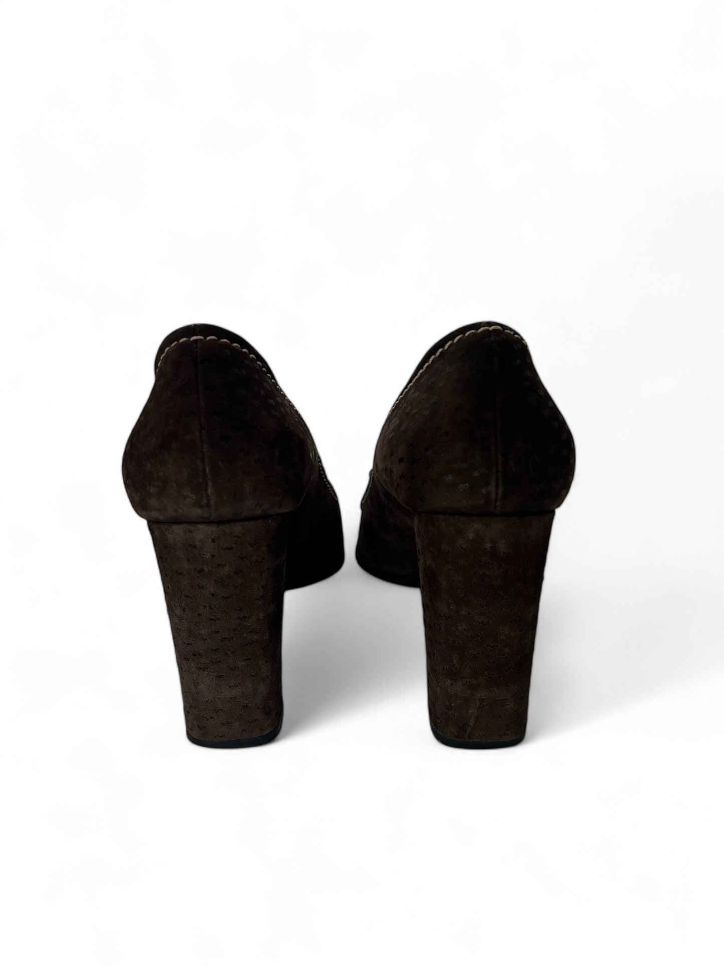 Prada brown suede heel pump
