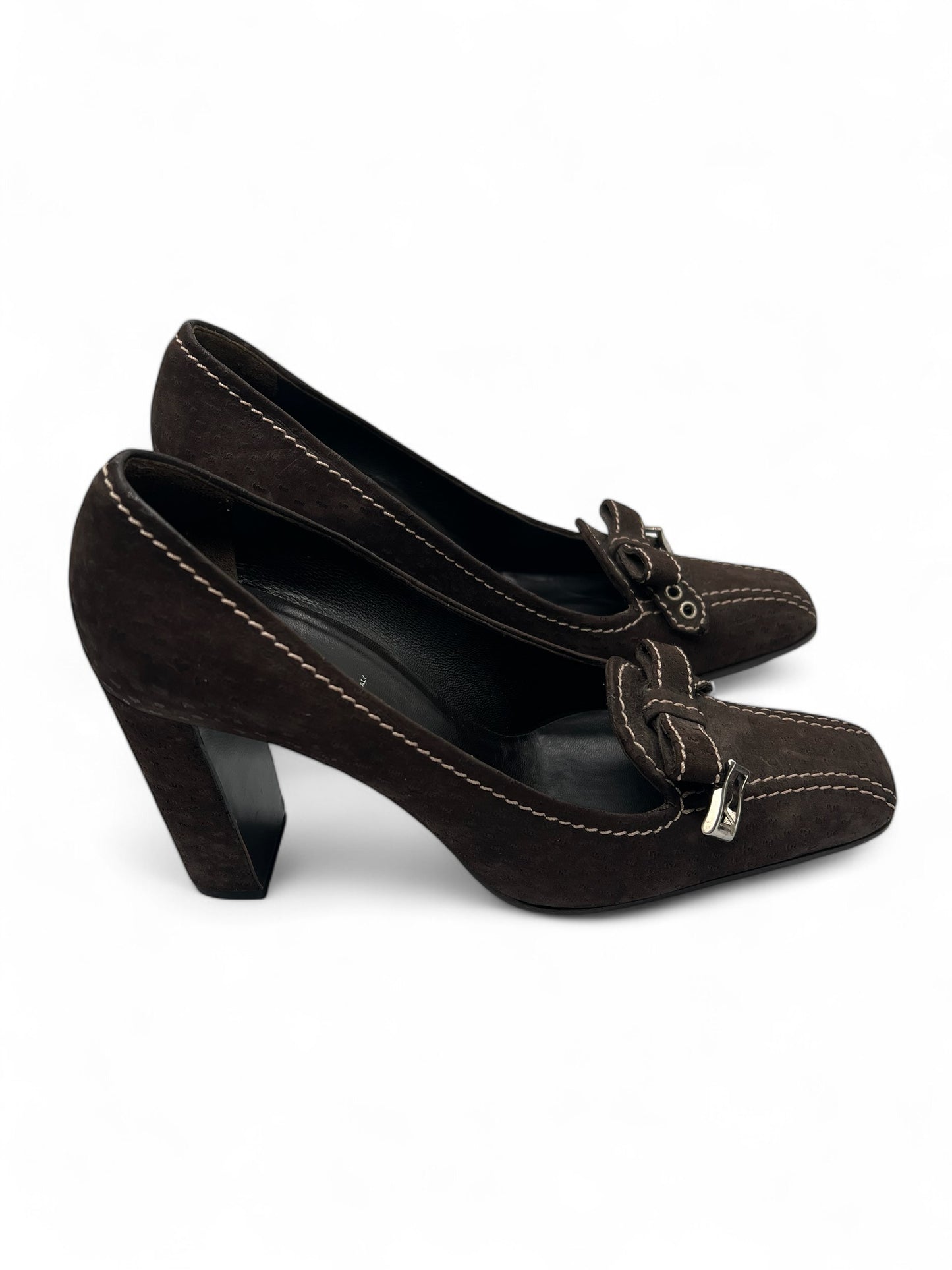 Prada brown suede heel pump