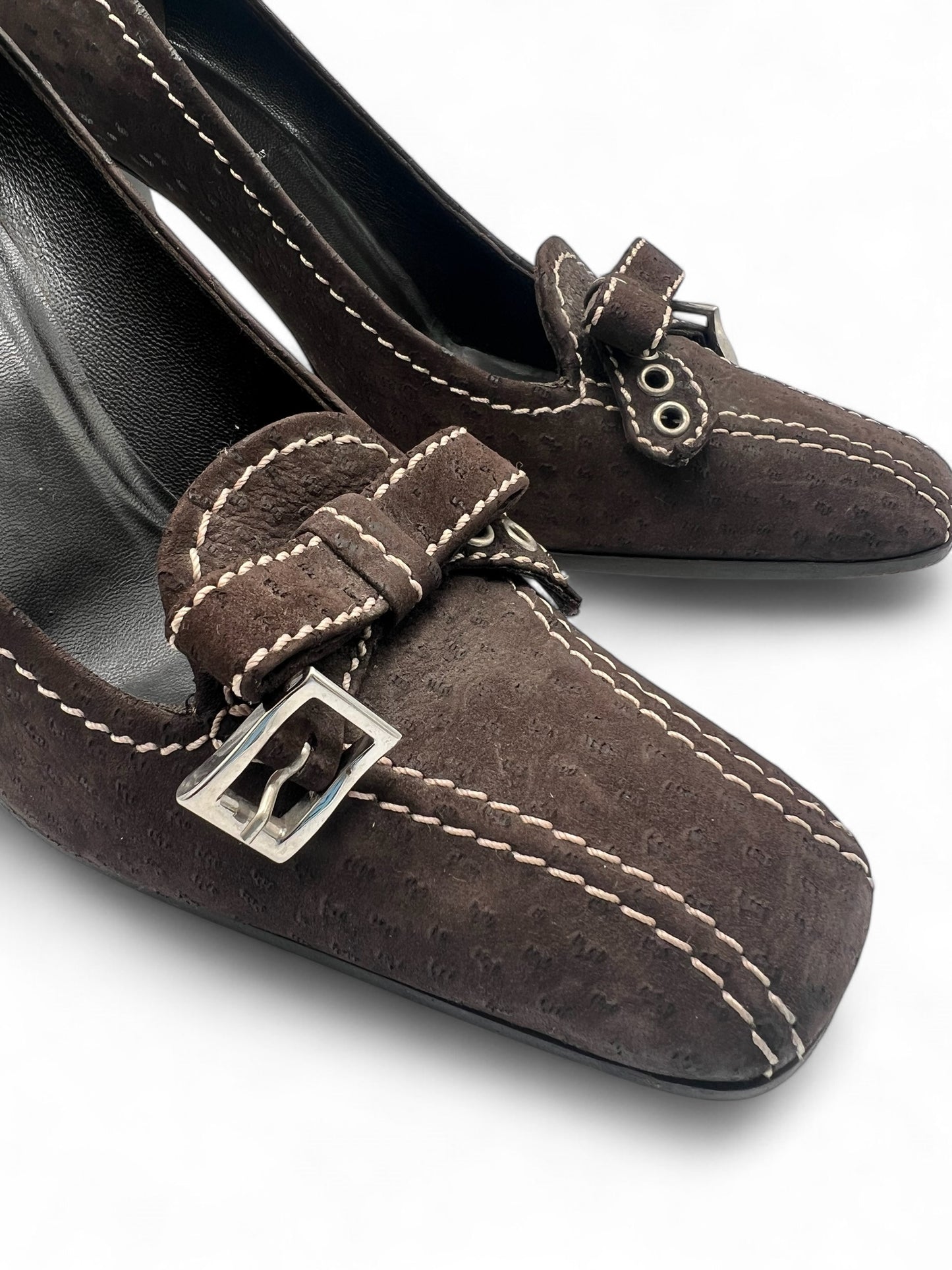 Prada brown suede heel pump