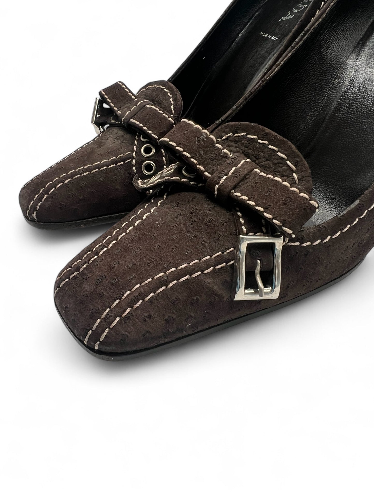 Prada brown suede heel pump