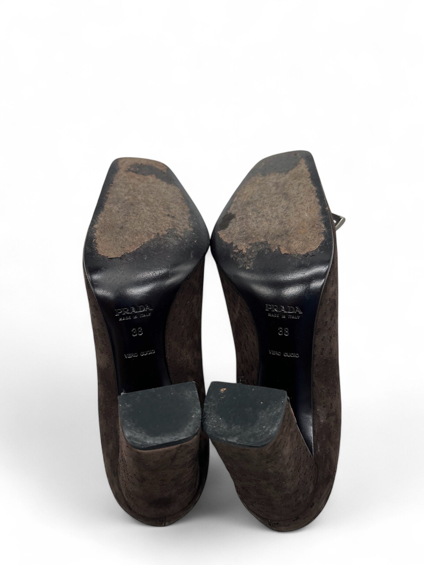 Prada brown suede heel pump