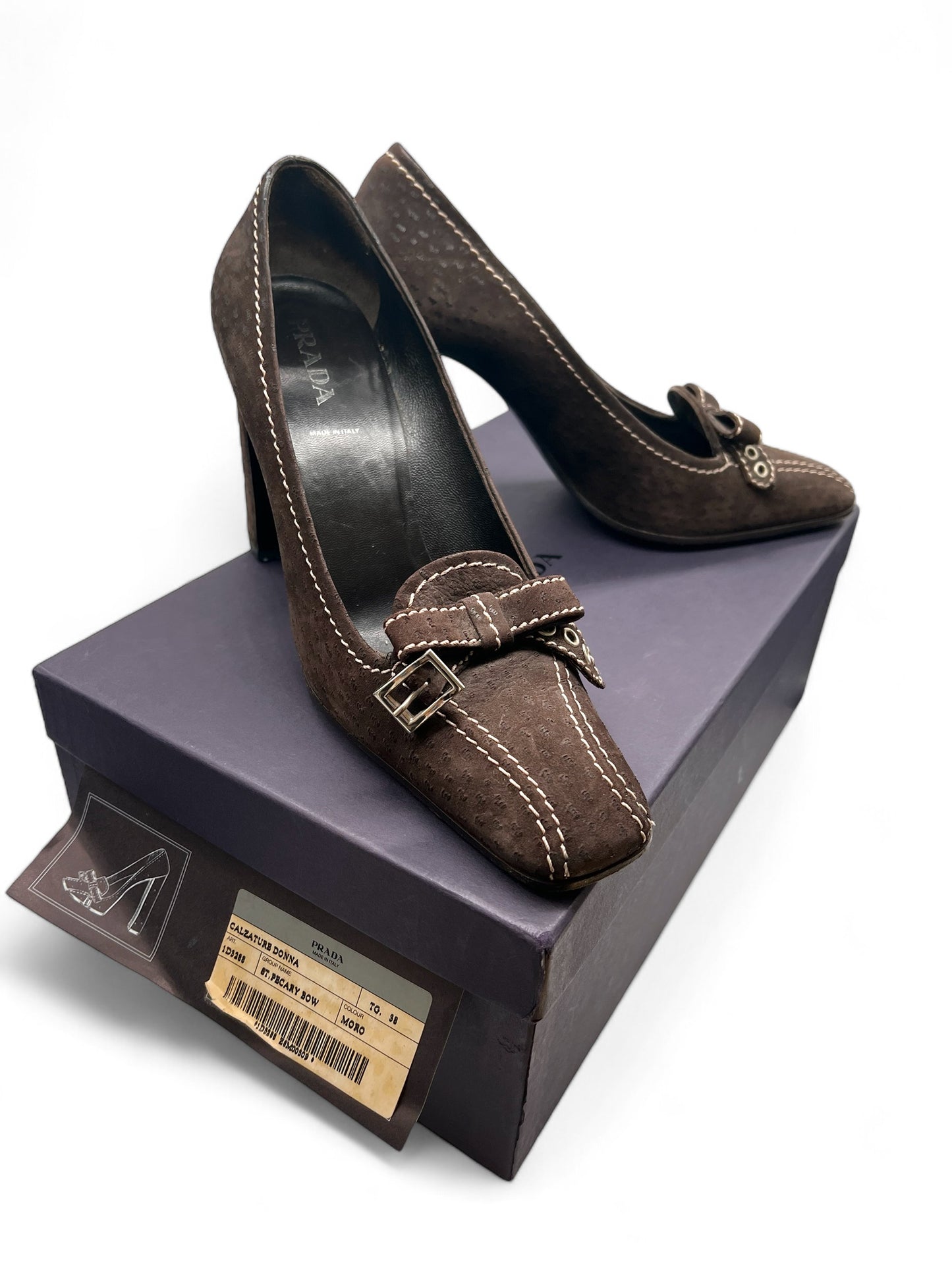 Prada brown suede heel pump