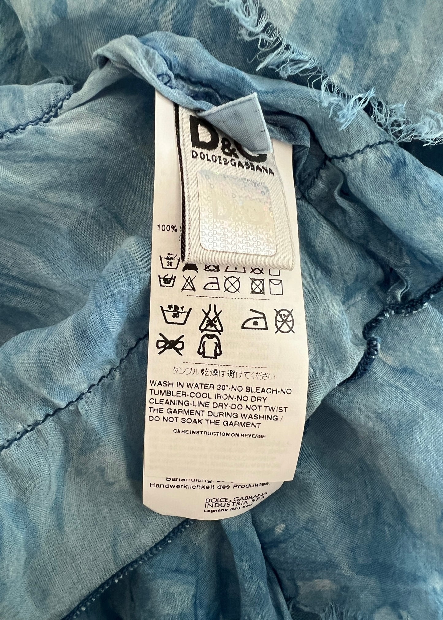 Dolce & Gabbana Blue Ruffle Silk Mini Skirt