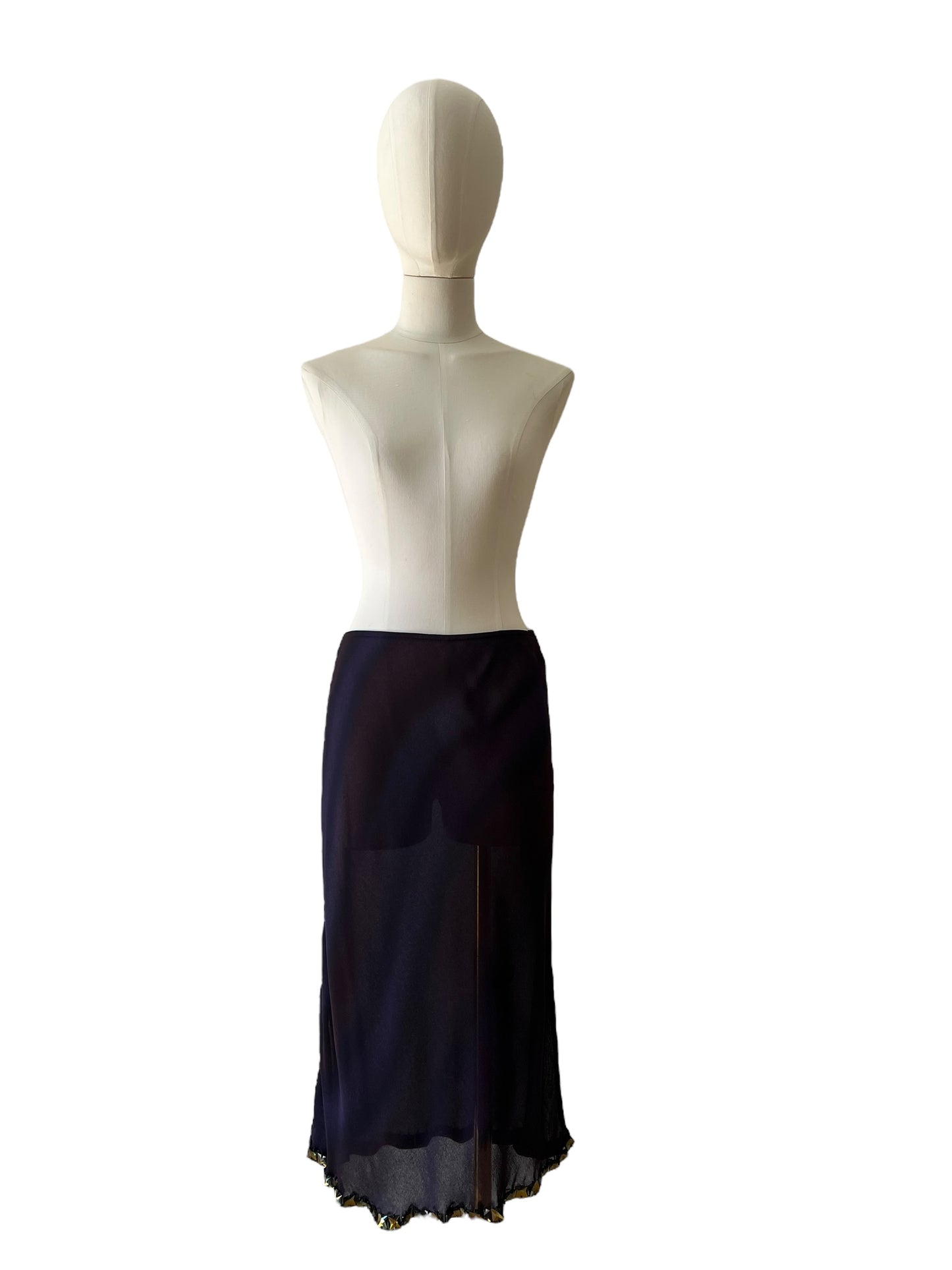 Prada FW1997 purple rhinestone embroidered skirt