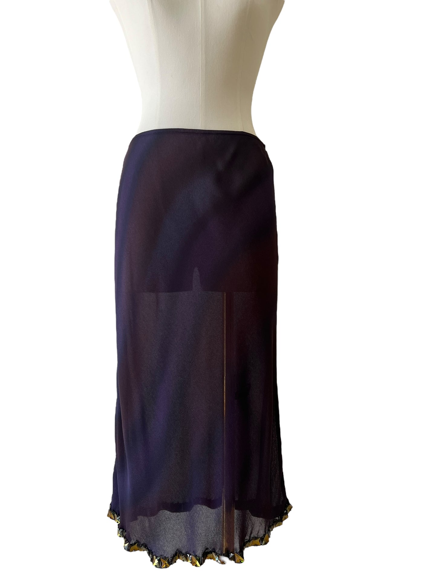 Prada FW1997 purple rhinestone embroidered skirt