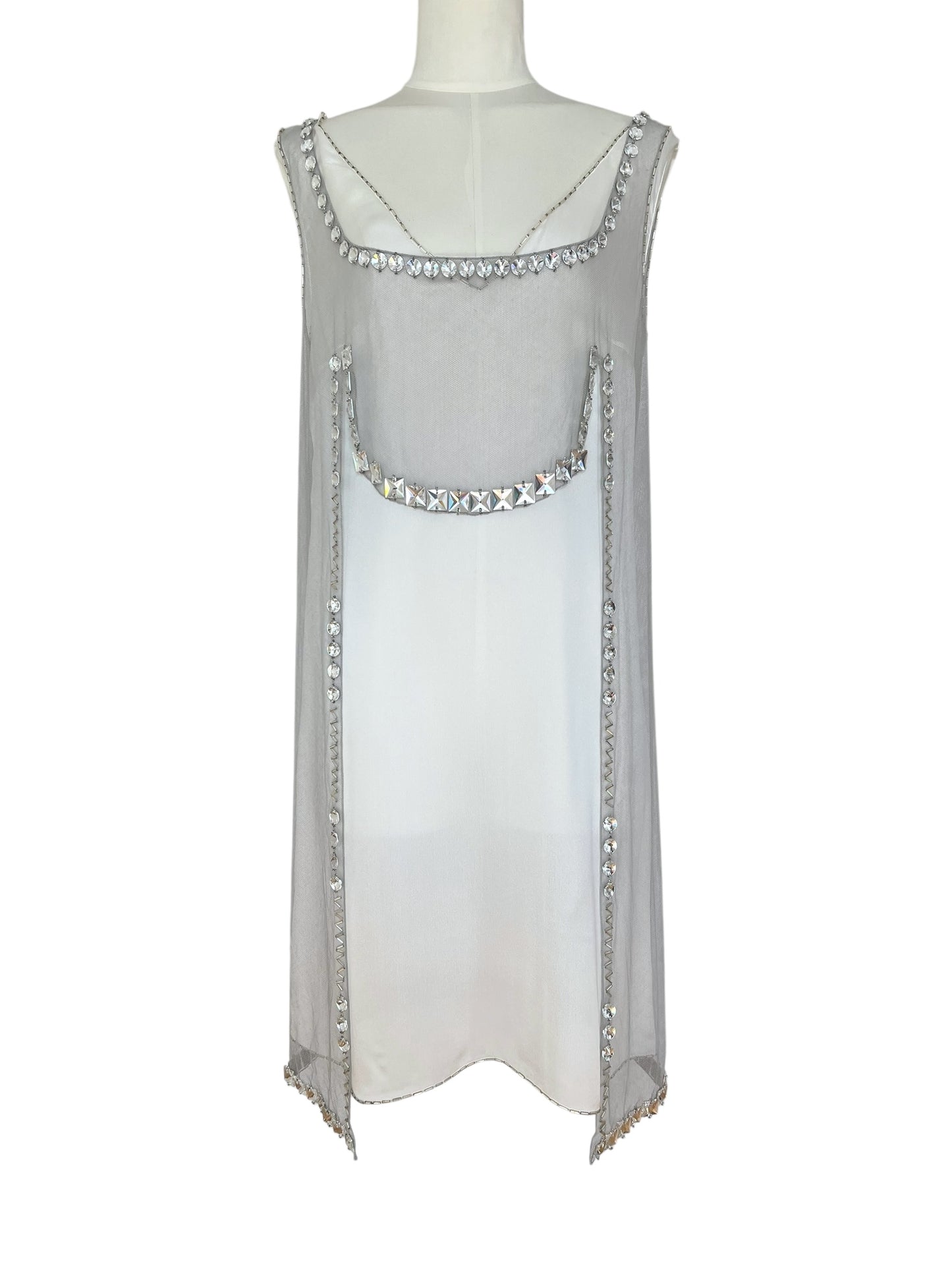 Prada FW 1997 embellished white mini dress