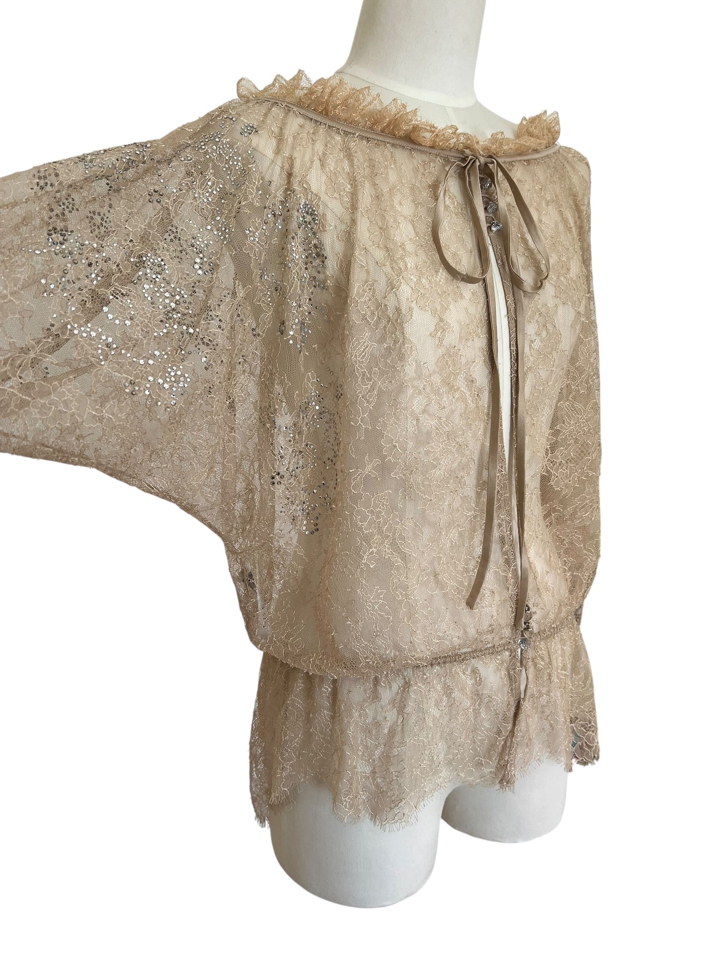 Givenchy Sheer Lace Blouse with Crystals