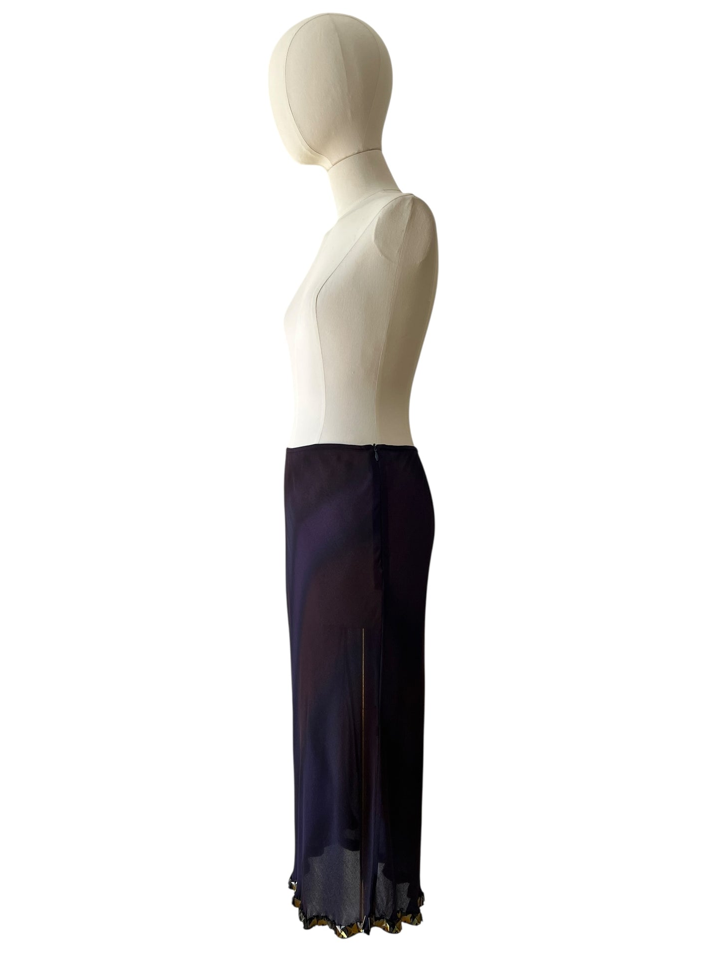 Prada FW1997 purple rhinestone embroidered skirt