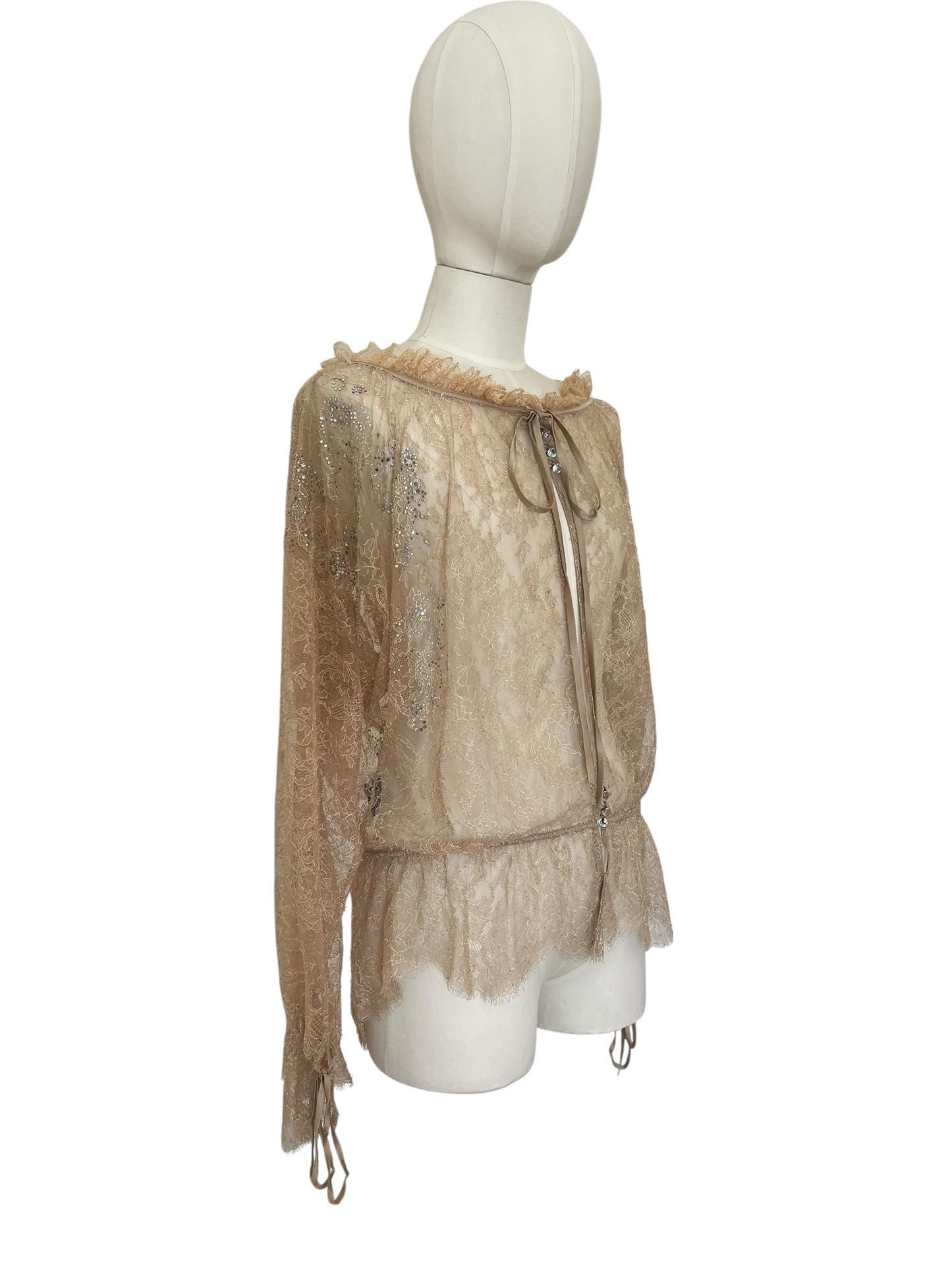 Givenchy Sheer Lace Blouse with Crystals