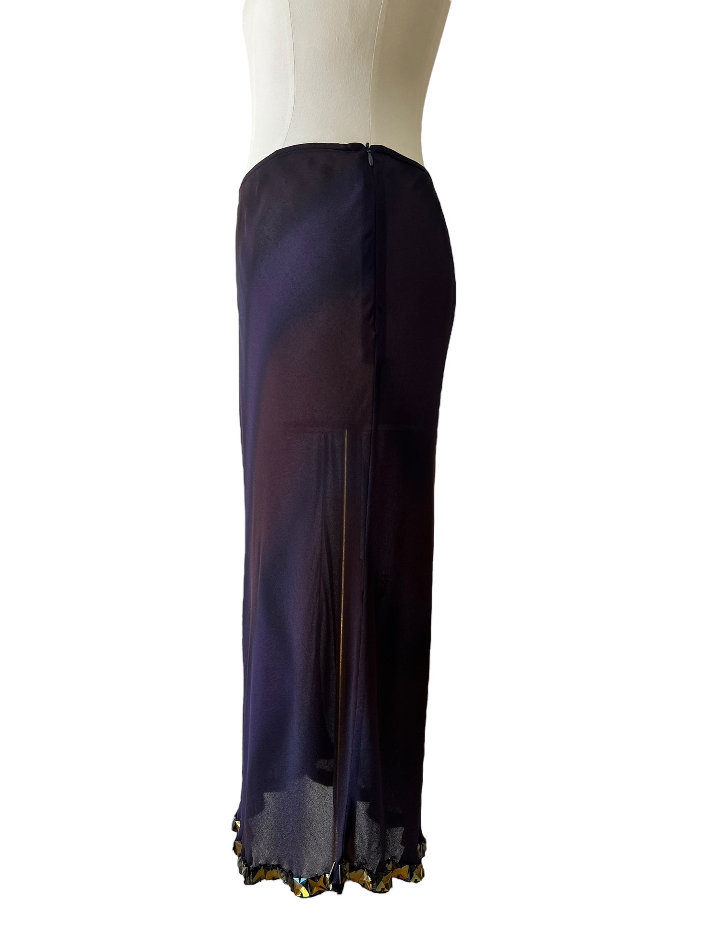 Prada FW1997 purple rhinestone embroidered skirt