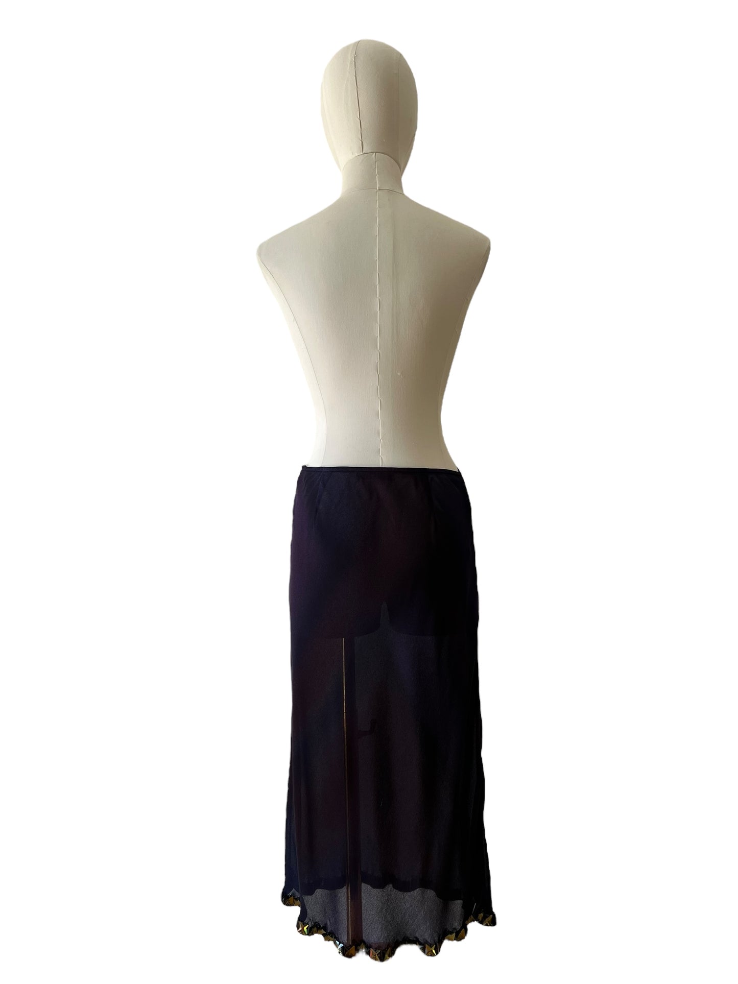 Prada FW1997 purple rhinestone embroidered skirt