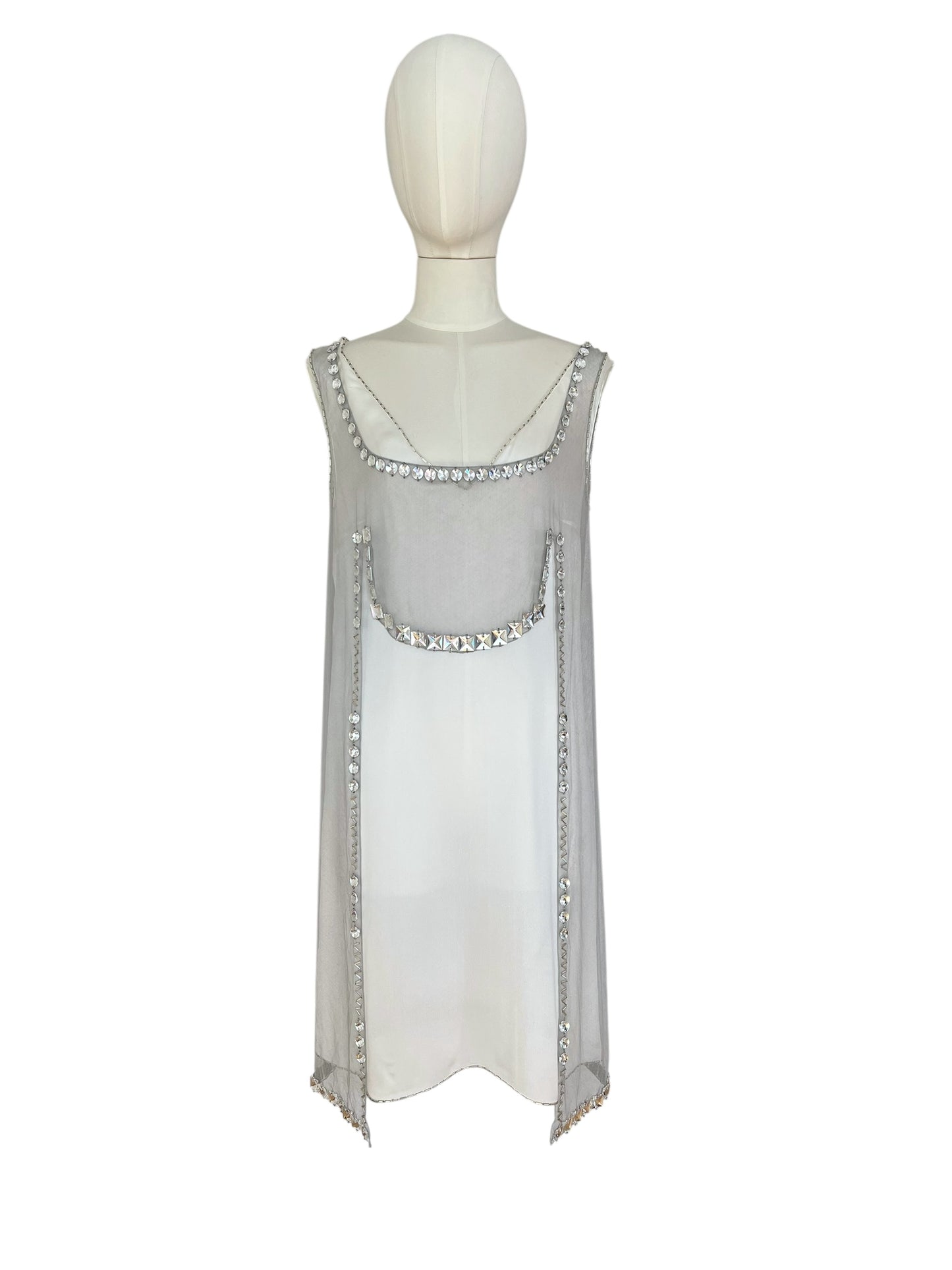 Prada FW 1997 embellished white mini dress