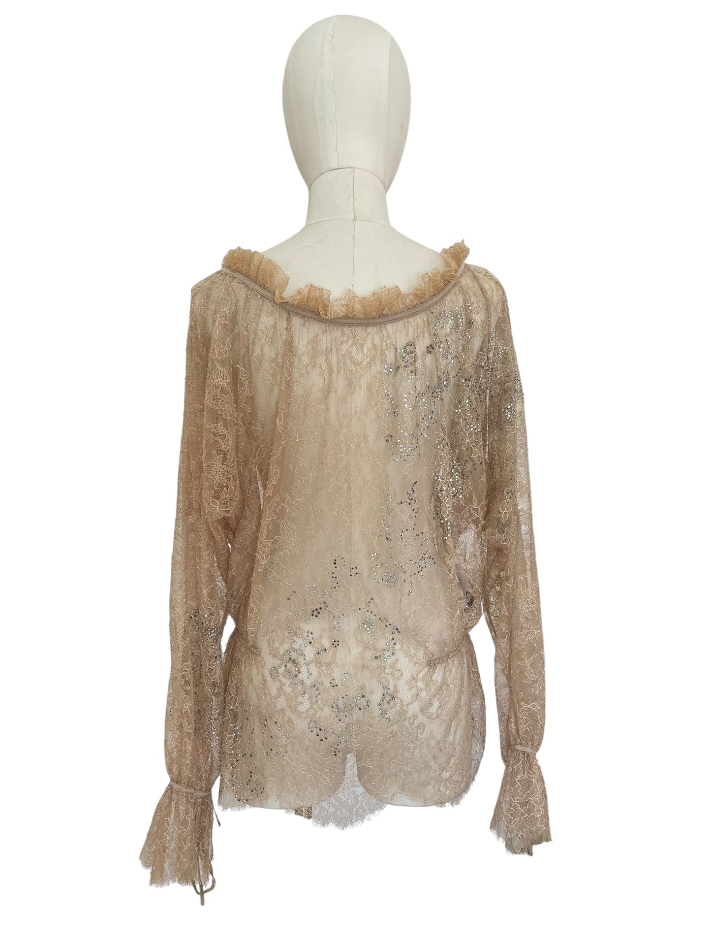 Givenchy Sheer Lace Blouse with Crystals