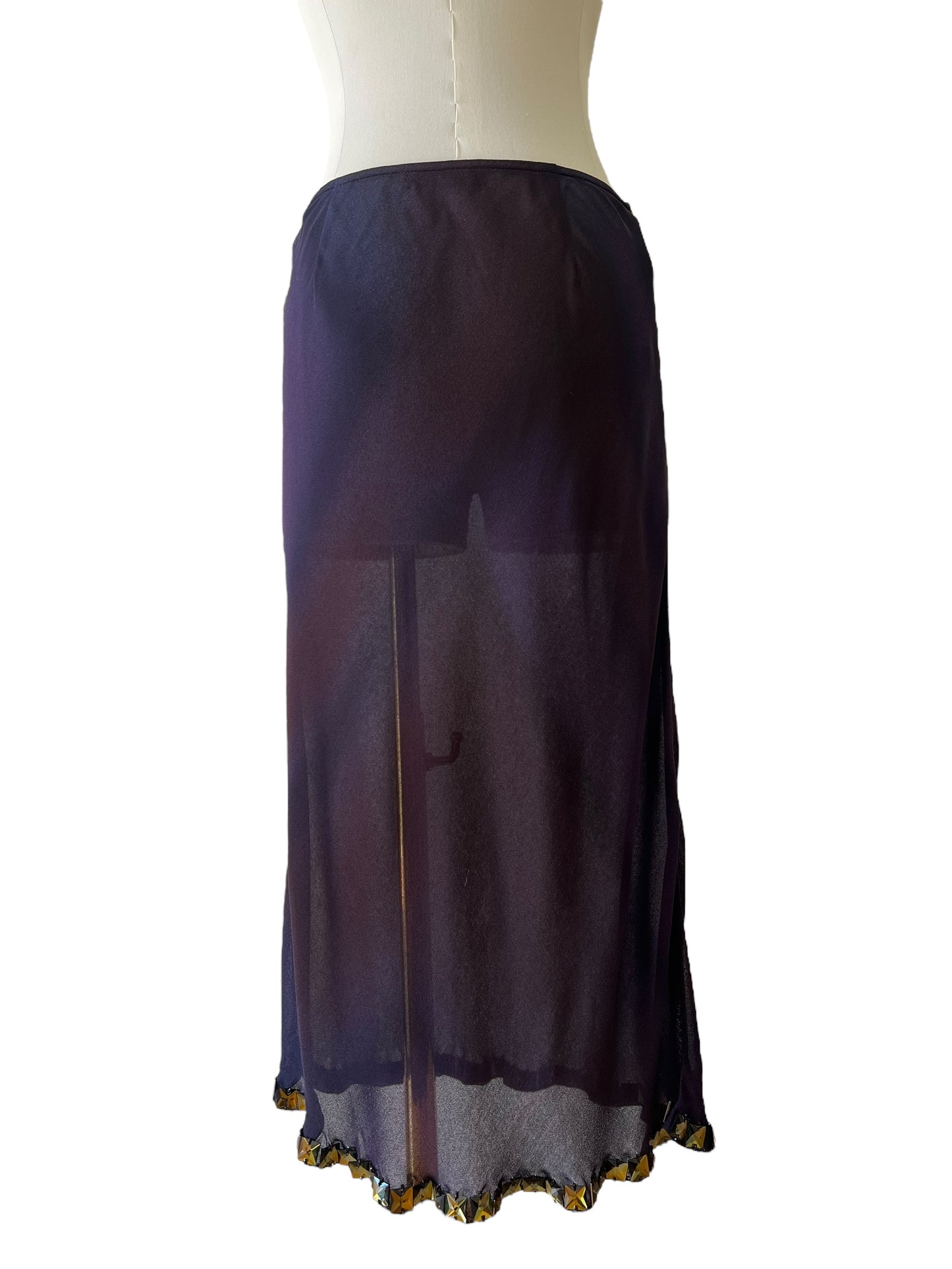 Prada FW1997 purple rhinestone embroidered skirt