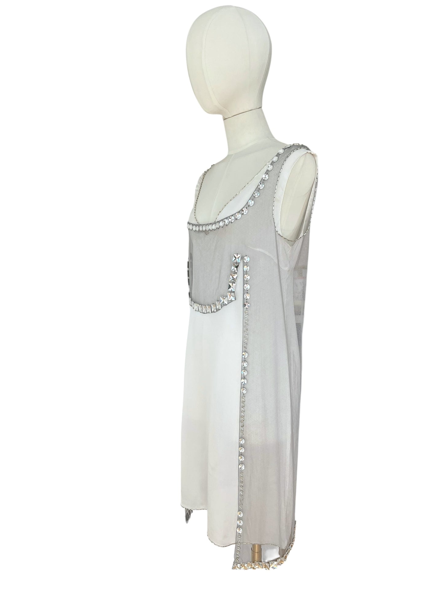 Prada FW 1997 embellished white mini dress