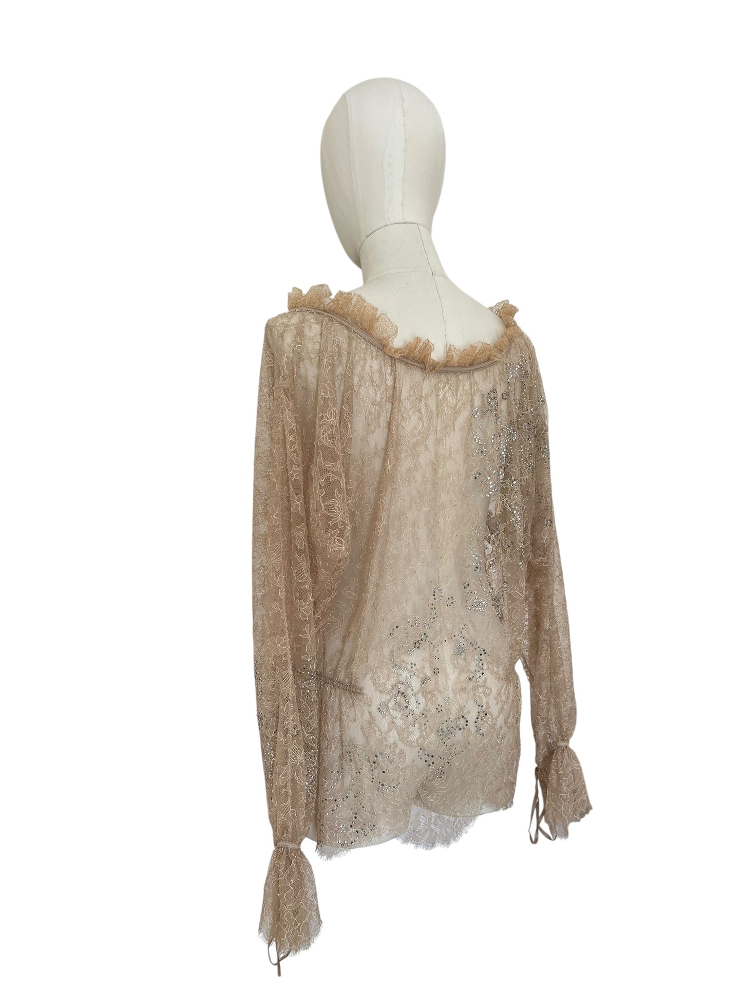 Givenchy Sheer Lace Blouse with Crystals