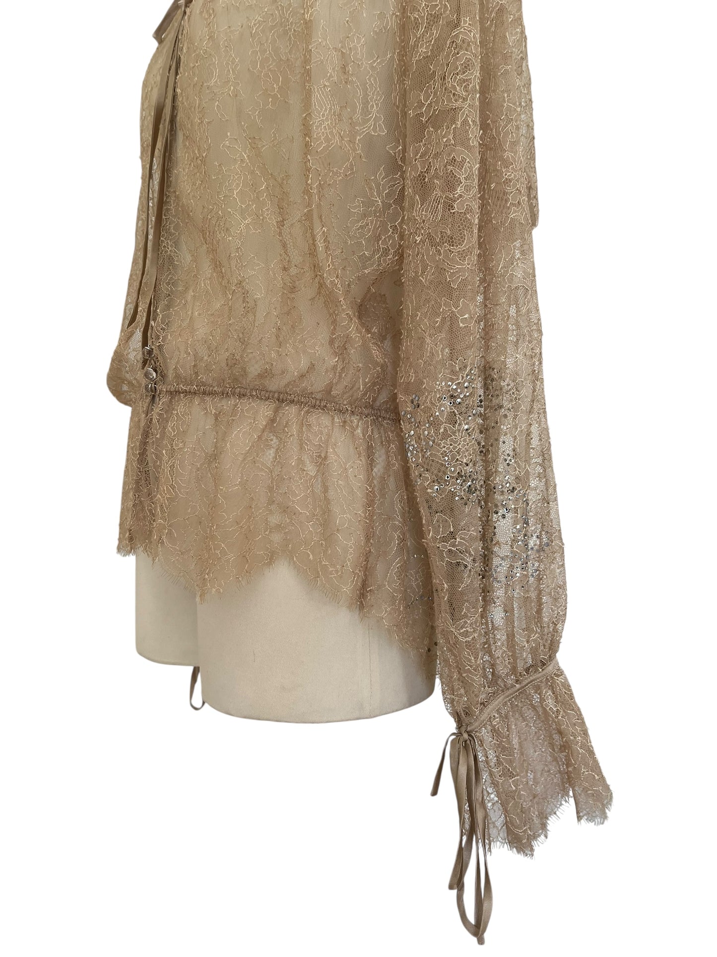 Givenchy Sheer Lace Blouse with Crystals