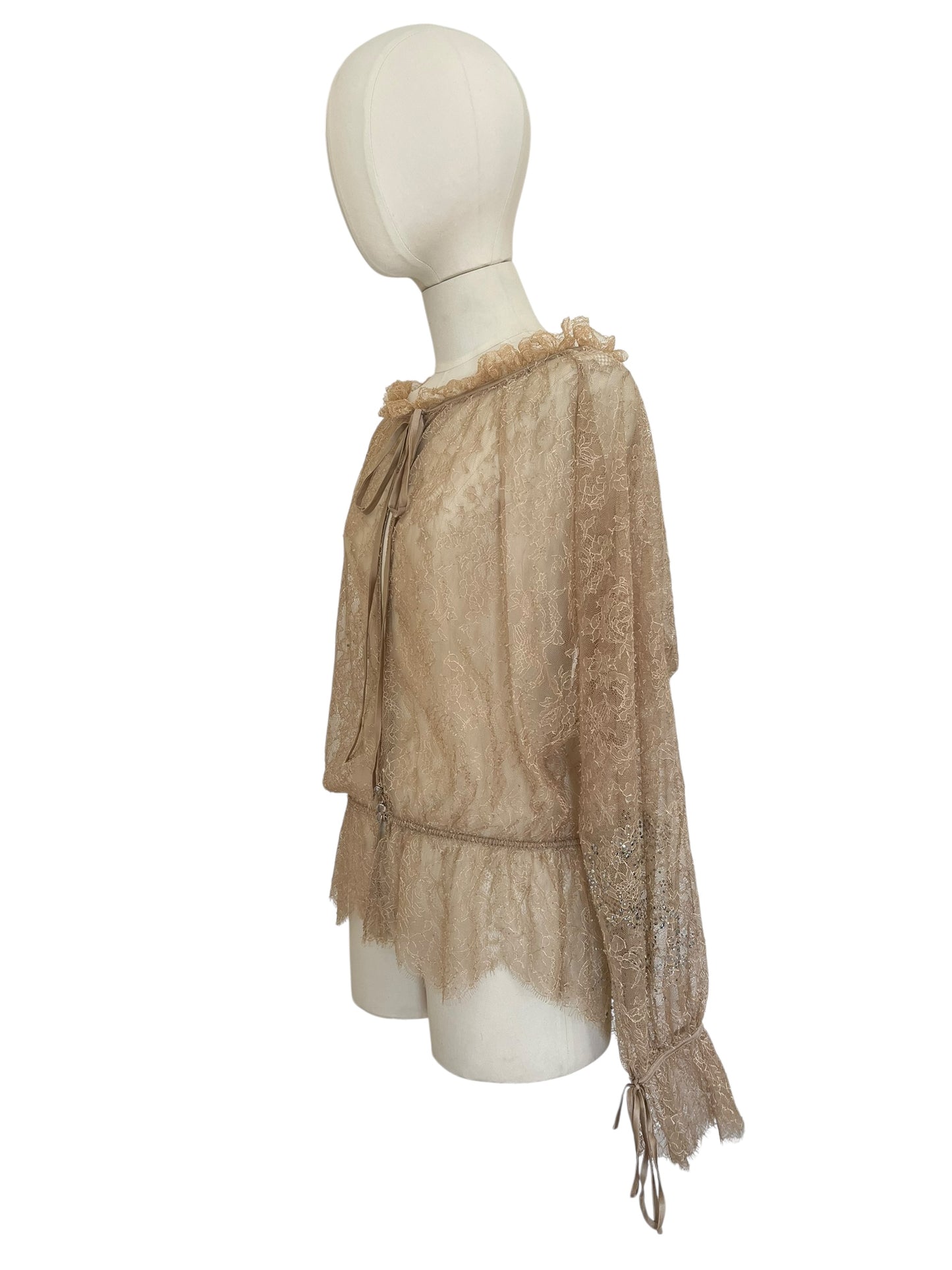 Givenchy Sheer Lace Blouse with Crystals