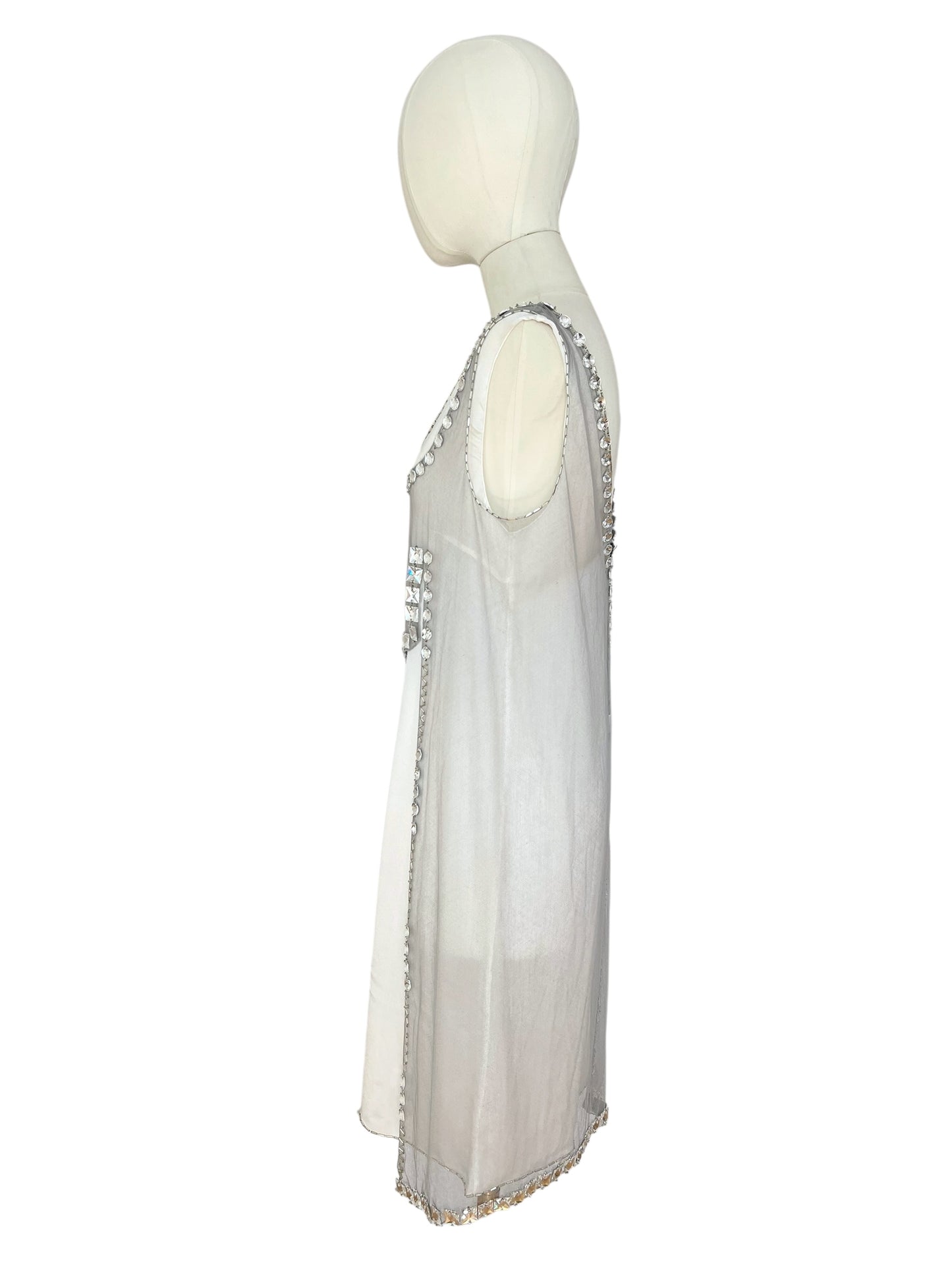 Prada FW 1997 embellished white mini dress