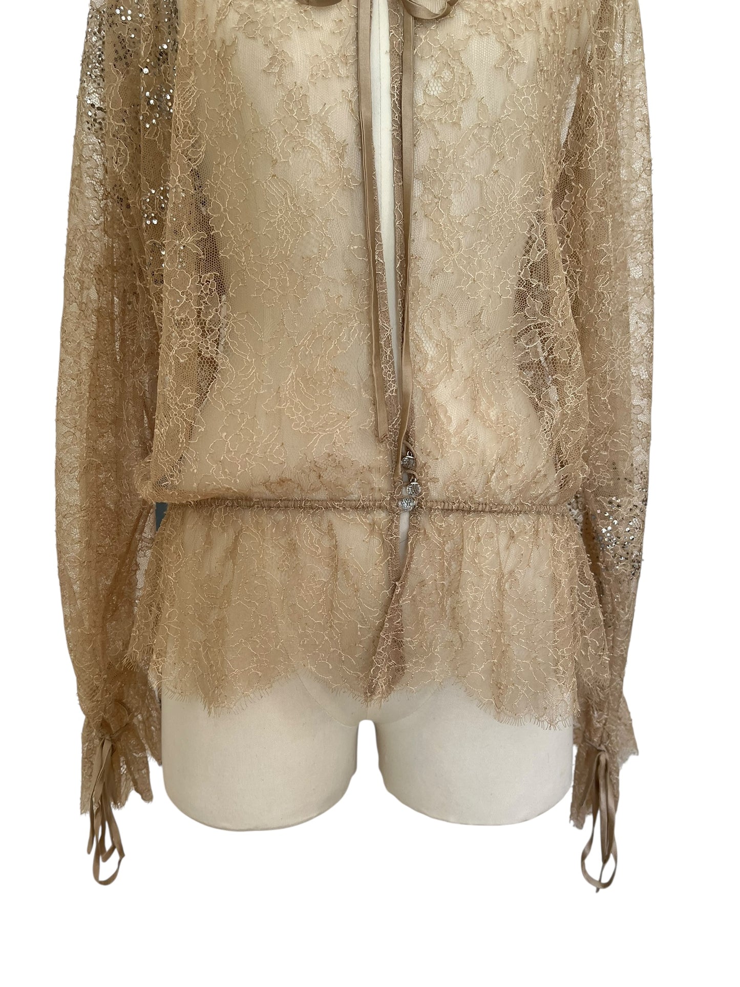 Givenchy Sheer Lace Blouse with Crystals