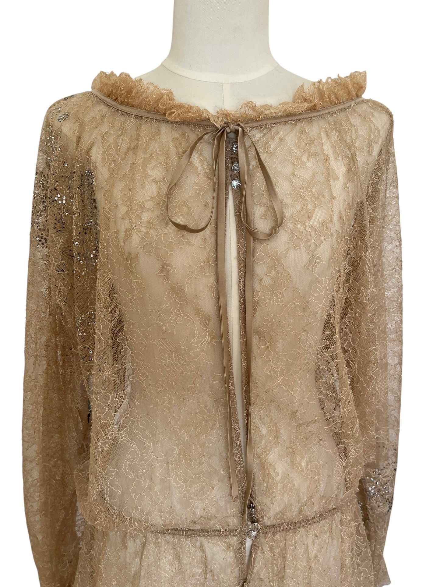 Givenchy Sheer Lace Blouse with Crystals