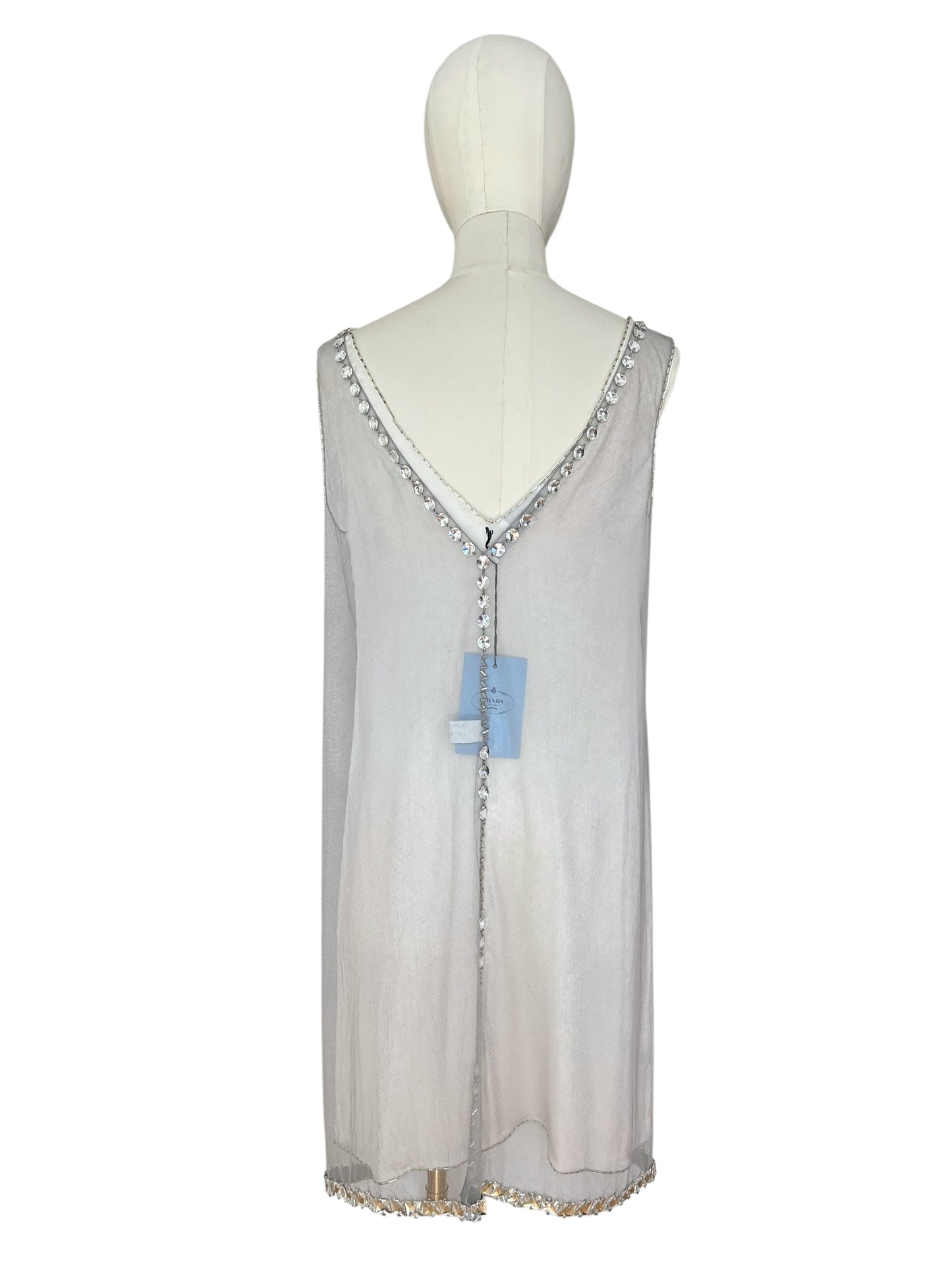 Prada FW 1997 embellished white mini dress