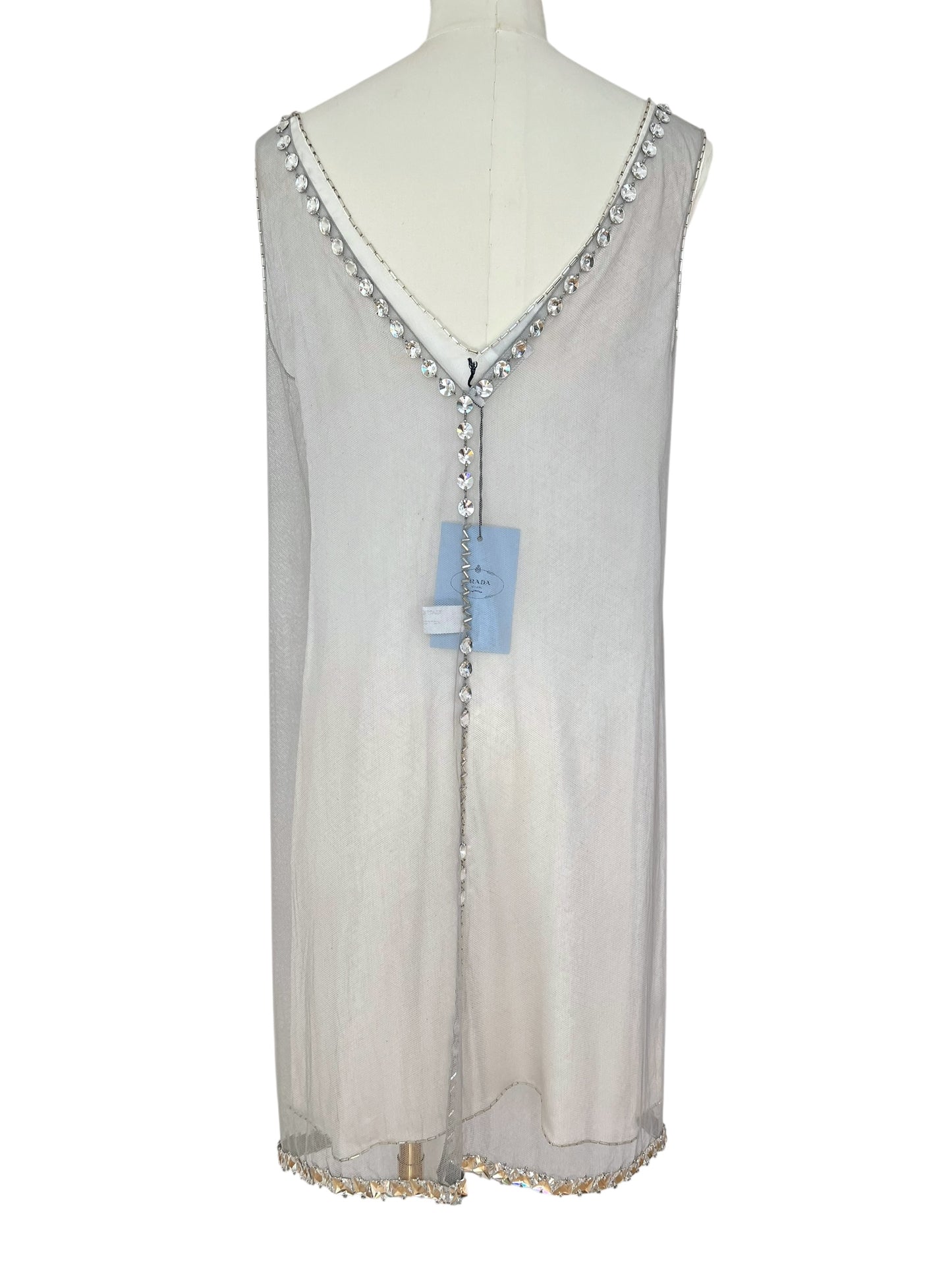 Prada FW 1997 embellished white mini dress