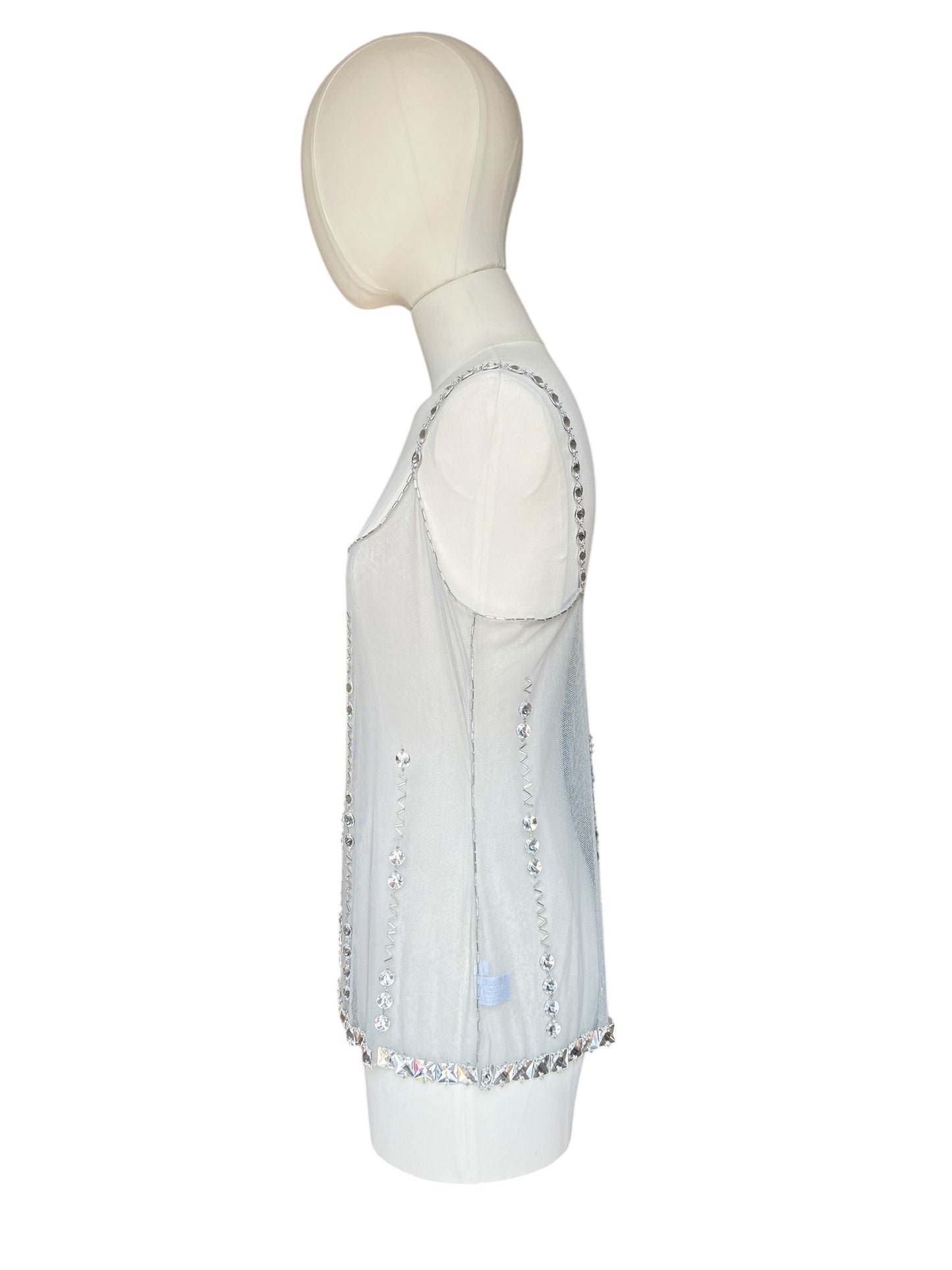 Prada FW1997 grey tulle embroidered top