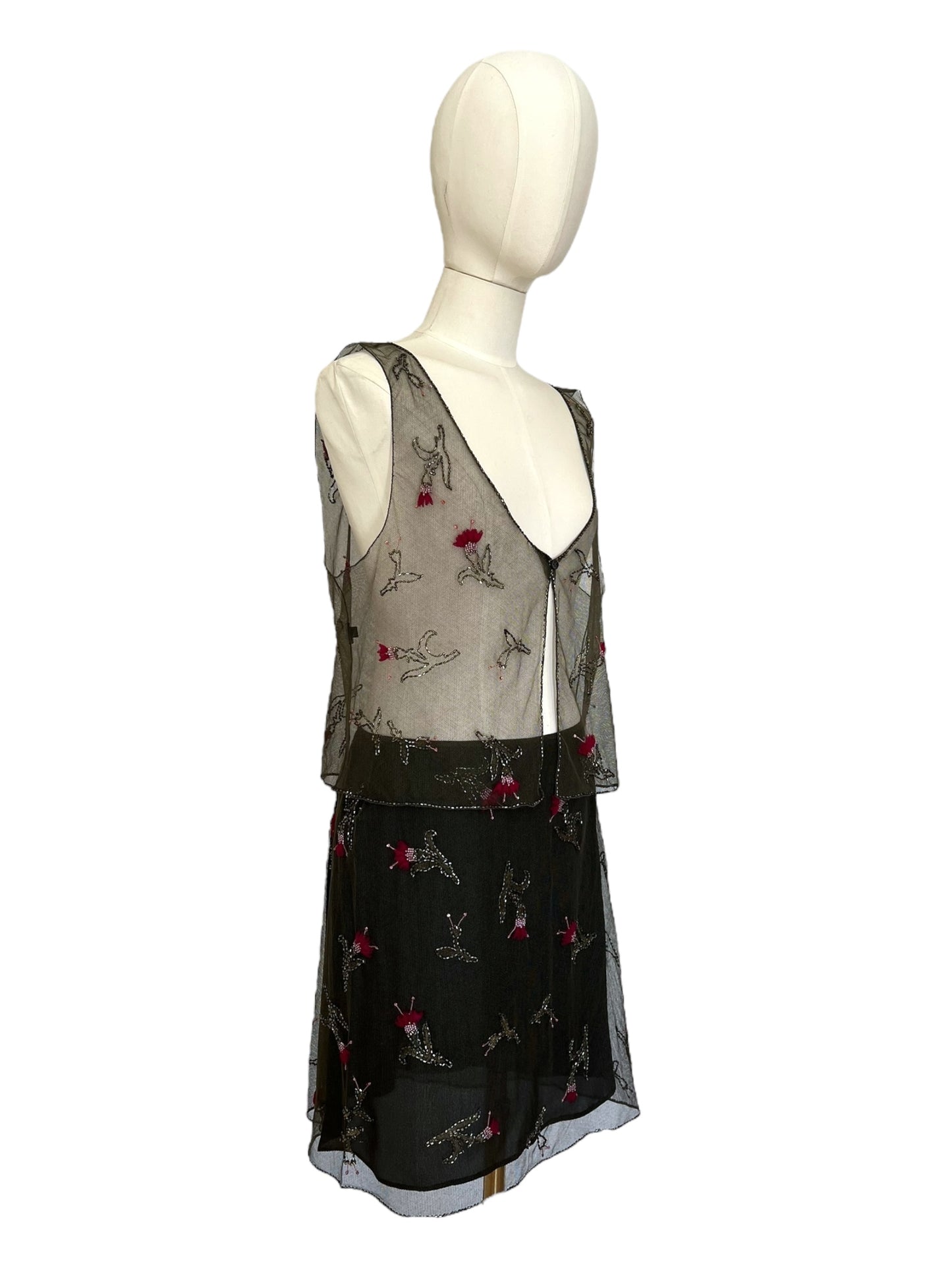 Prada FW1997 embroidered tulle ensamble