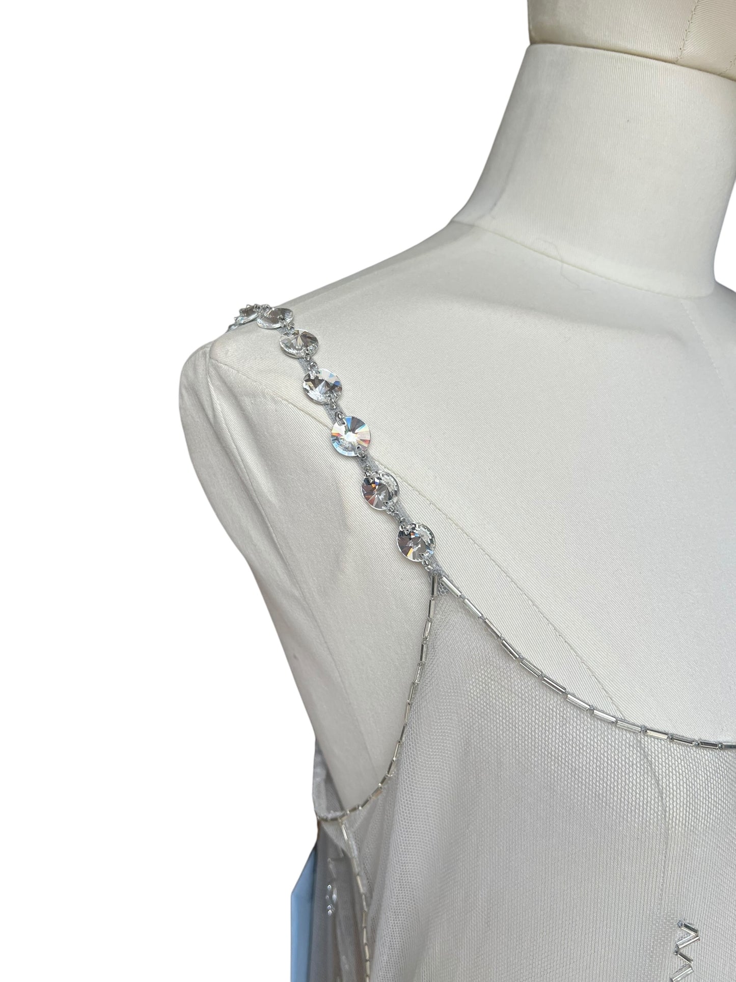 Prada FW1997 grey tulle embroidered top