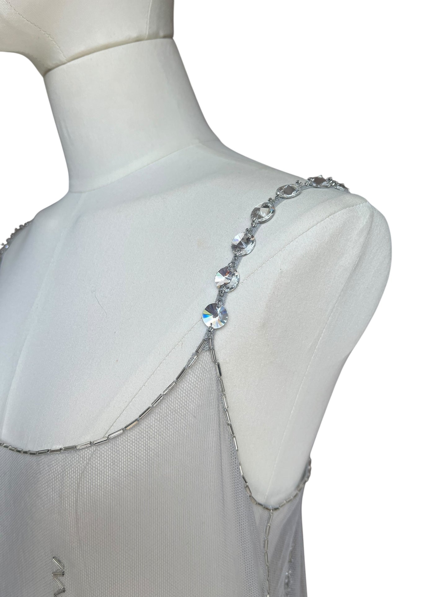 Prada FW1997 grey tulle embroidered top