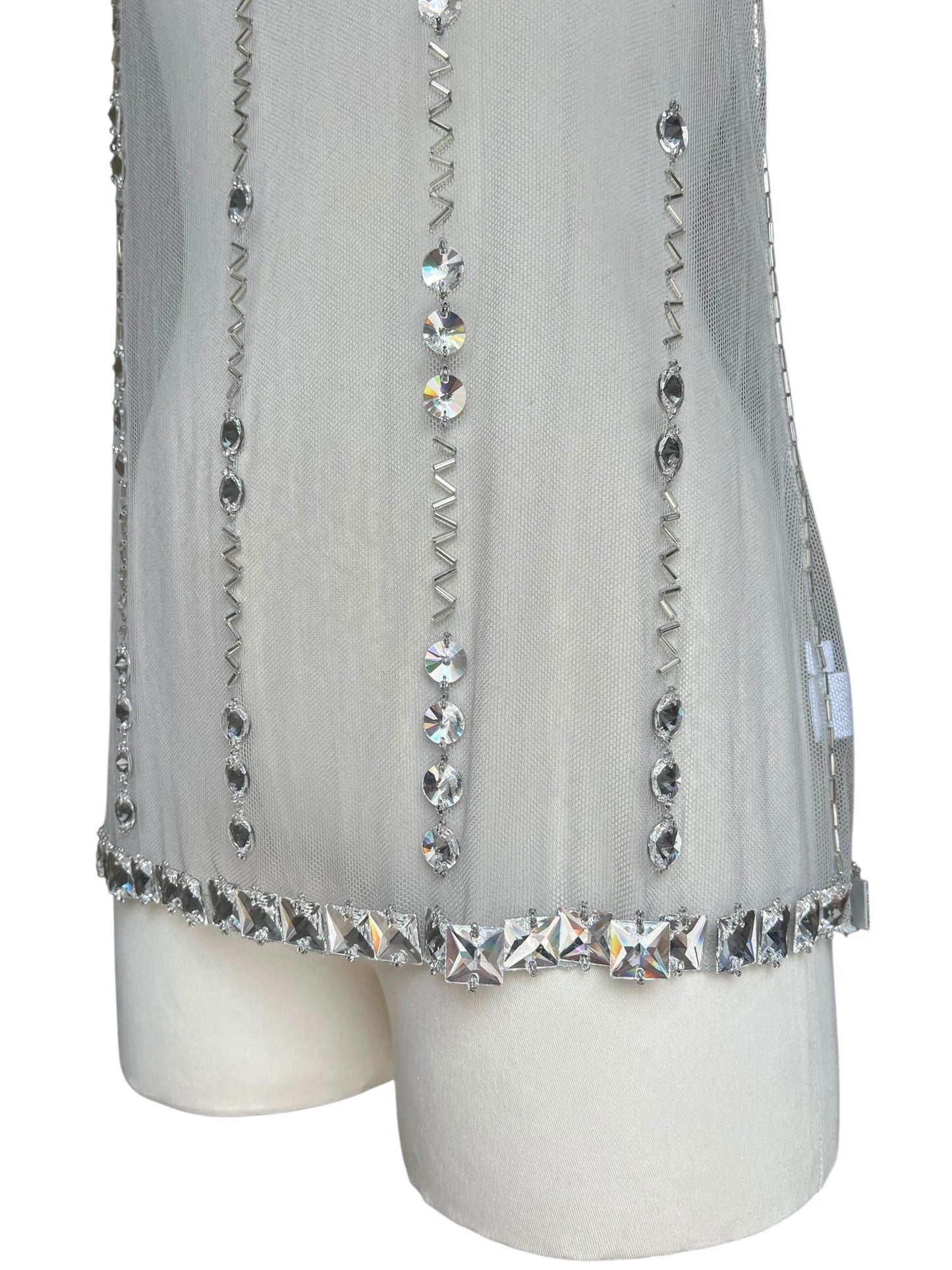 Prada FW1997 grey tulle embroidered top