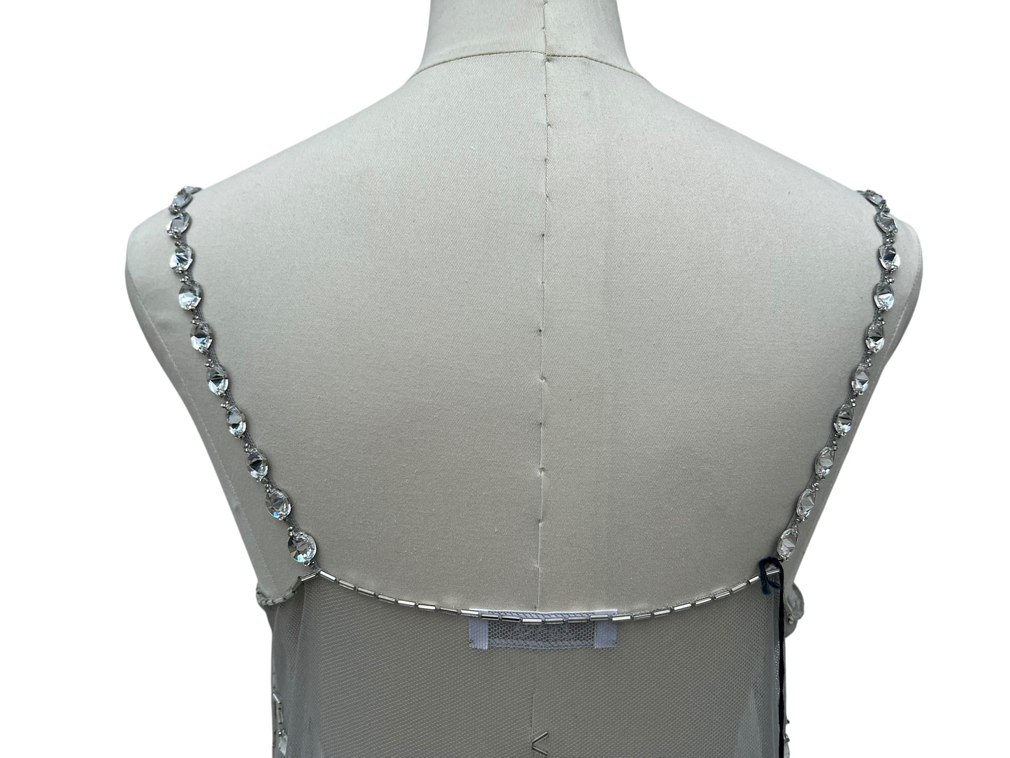 Prada FW1997 grey tulle embroidered top