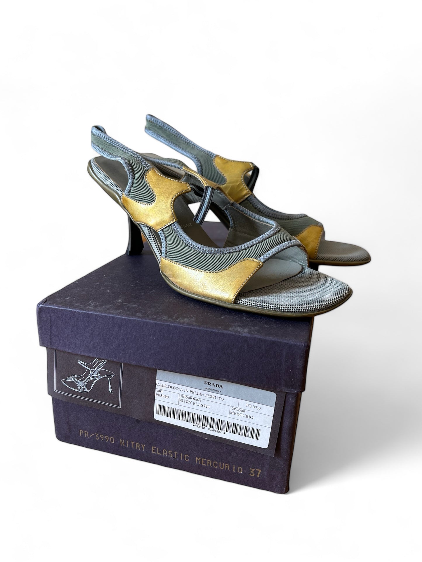 Prada sandalo grigio open toe