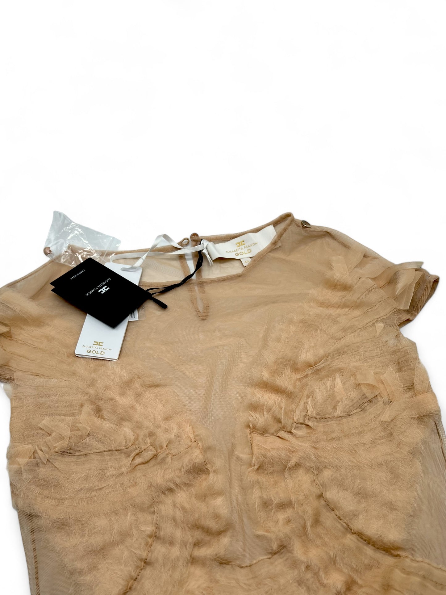 Elisabetta Franchi top nude in tulle