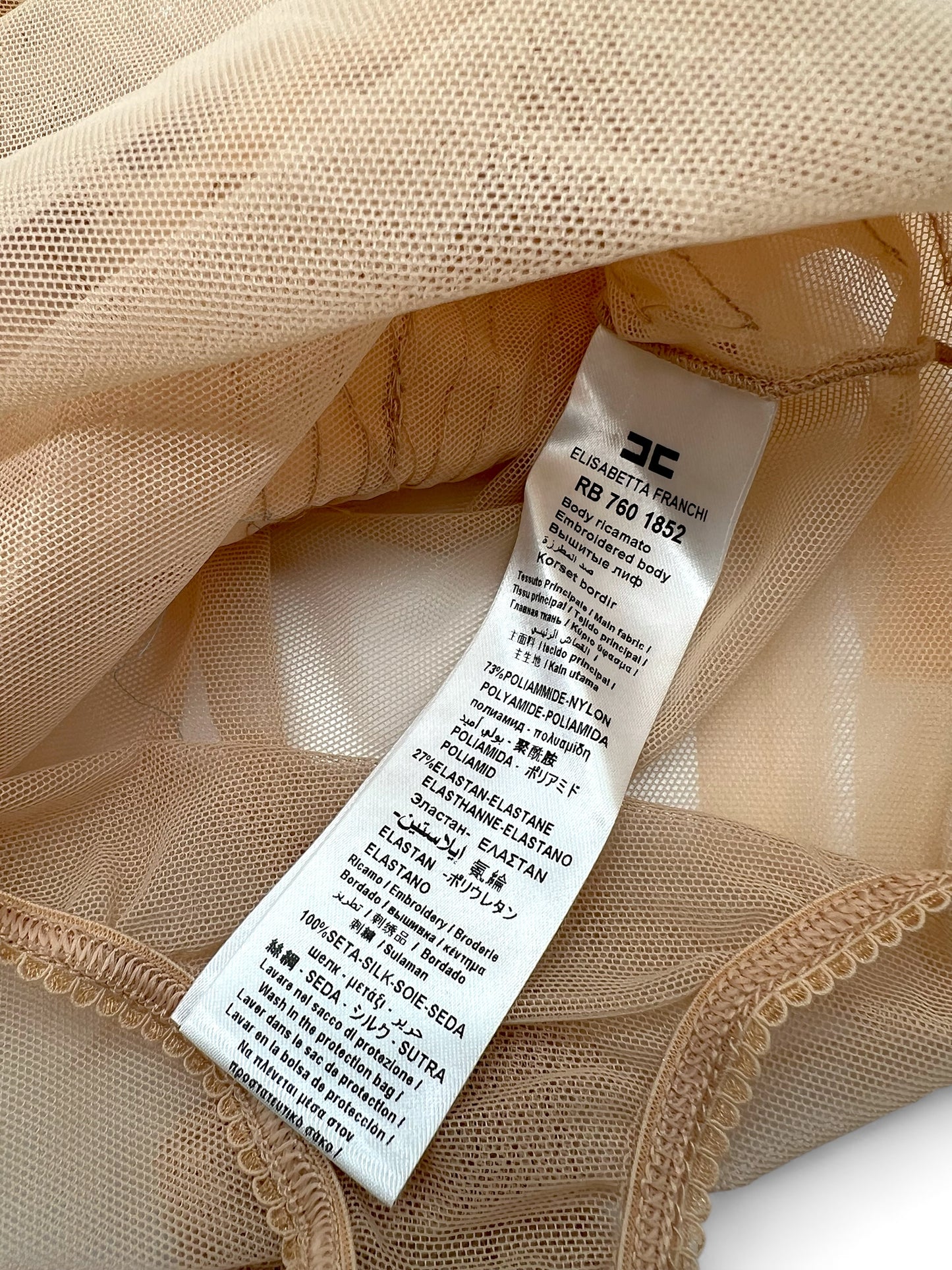 Elisabetta Franchi top nude in tulle