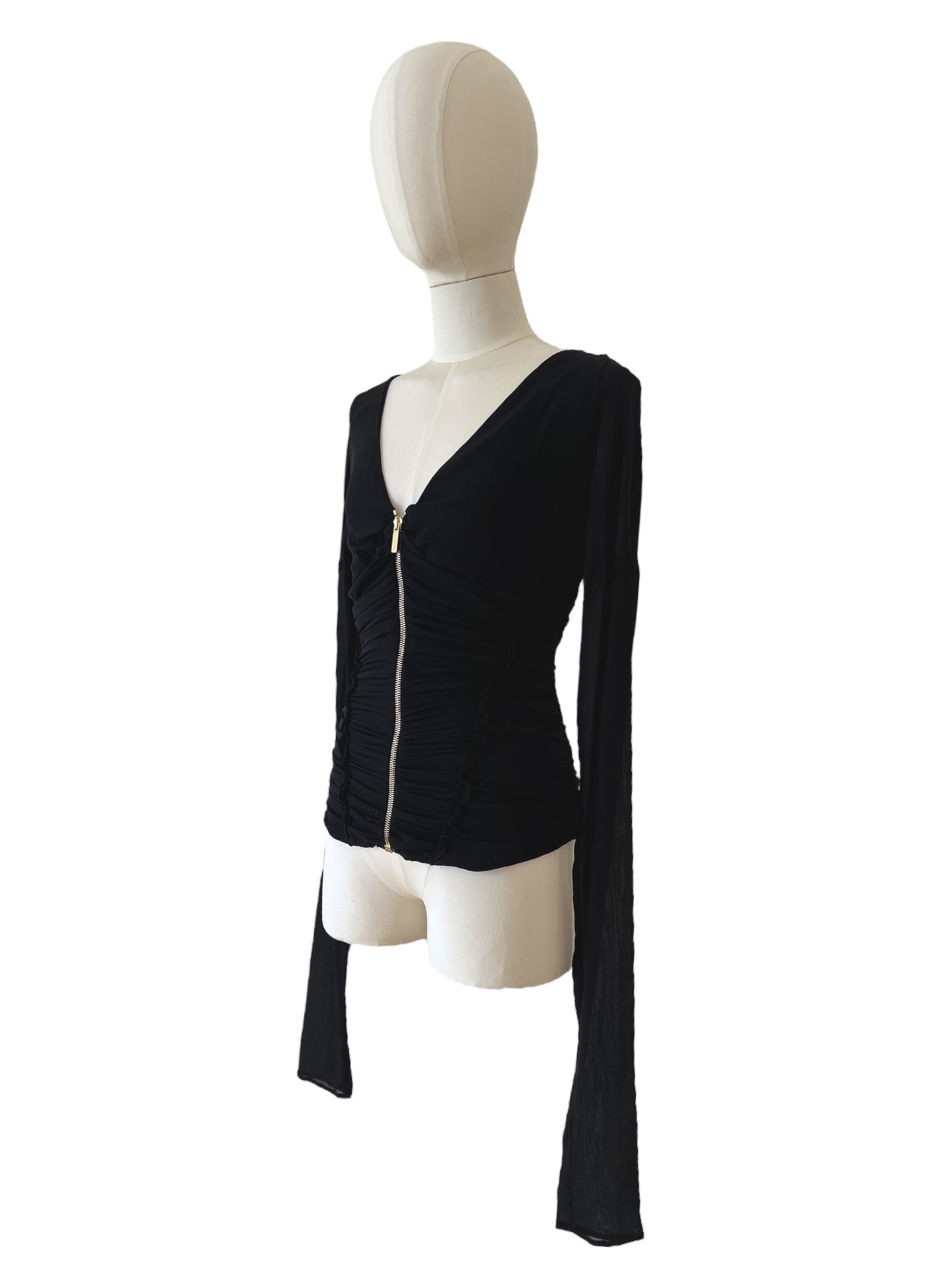 Roberto Cavalli black silk corset top